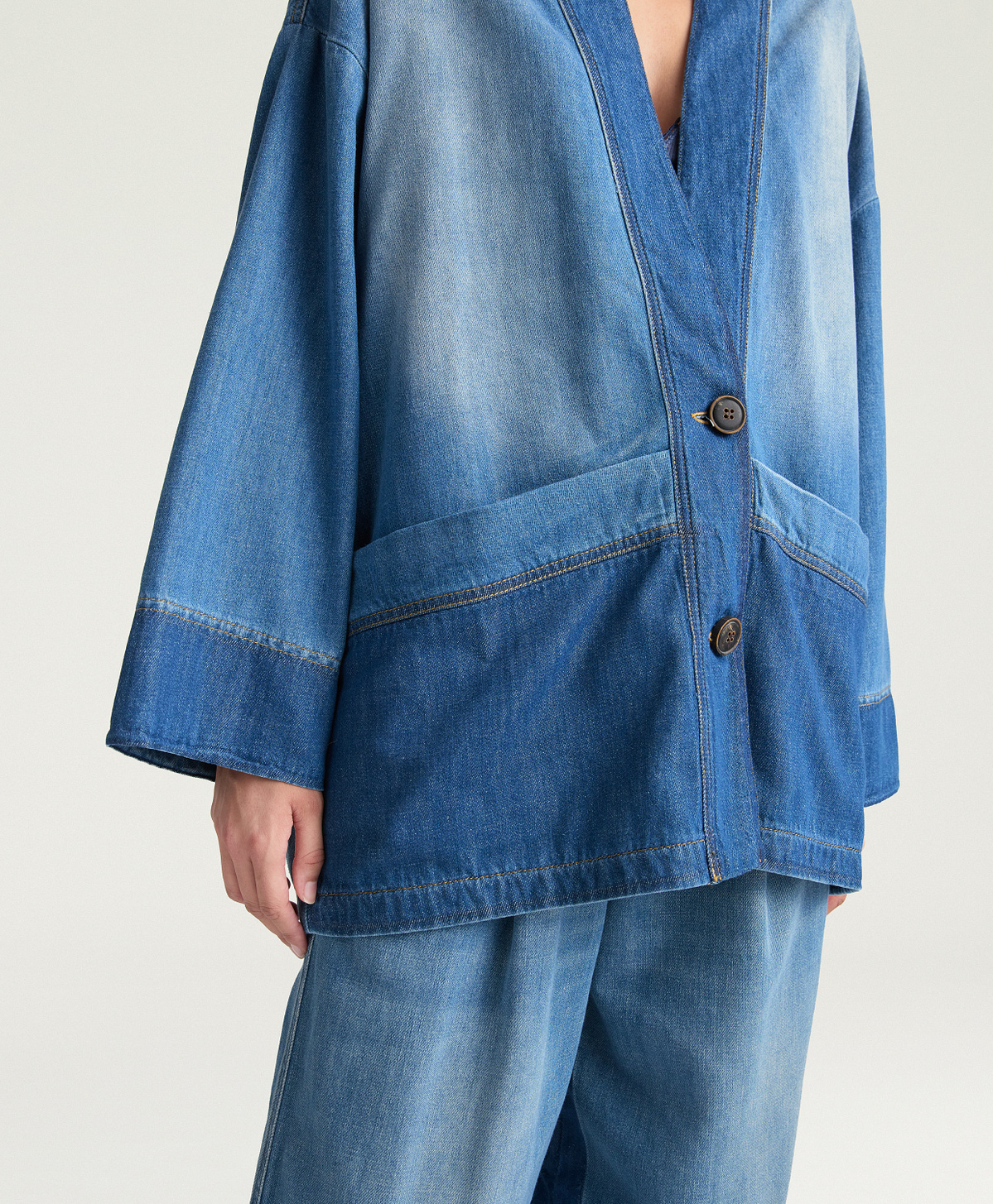 CAROLINE JACKET IN 8 OZ INDIGO DENIM - BLUE JEANS - Momonì
