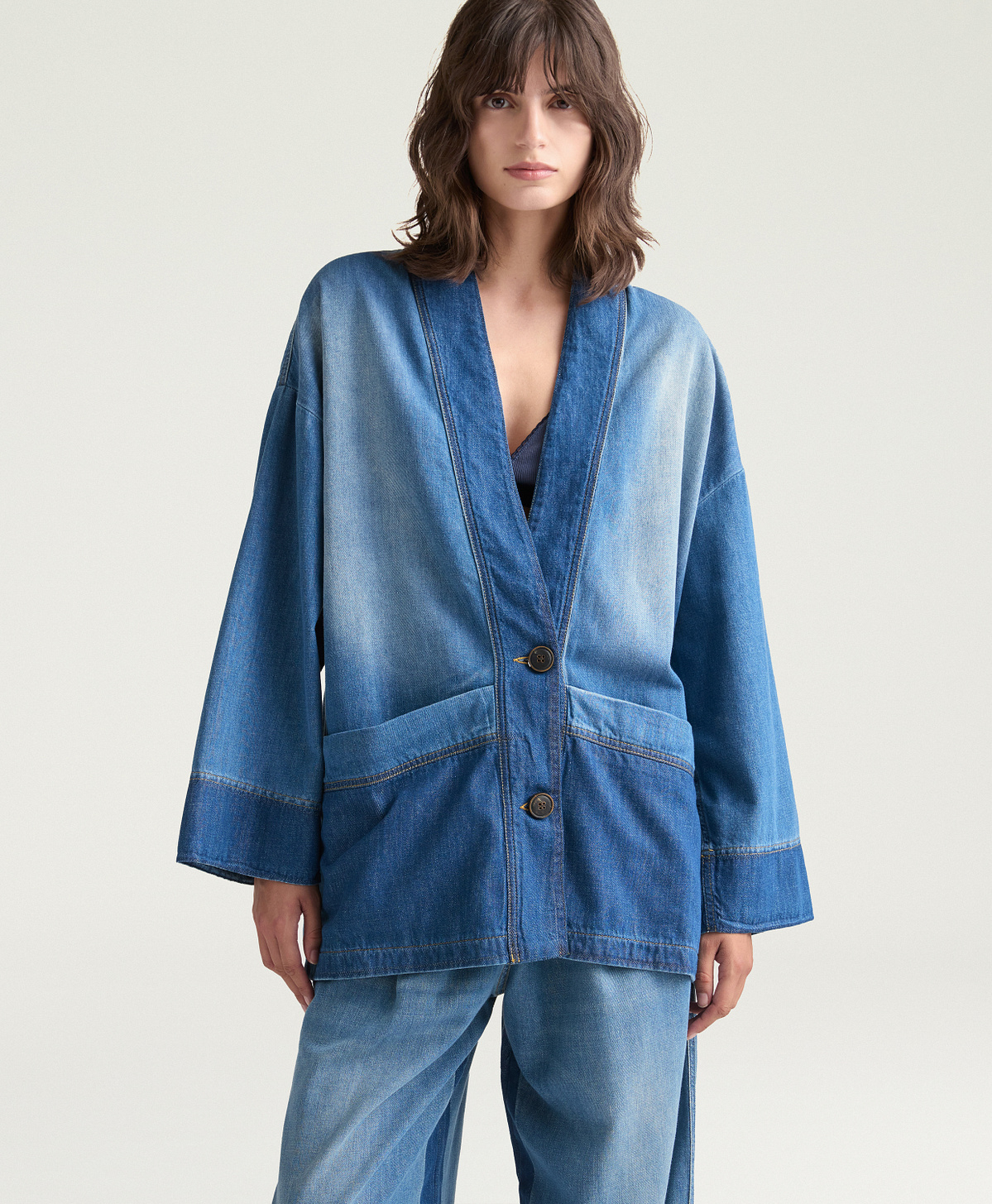 CAROLINE JACKET IN 8 OZ INDIGO DENIM - BLUE JEANS - Momonì