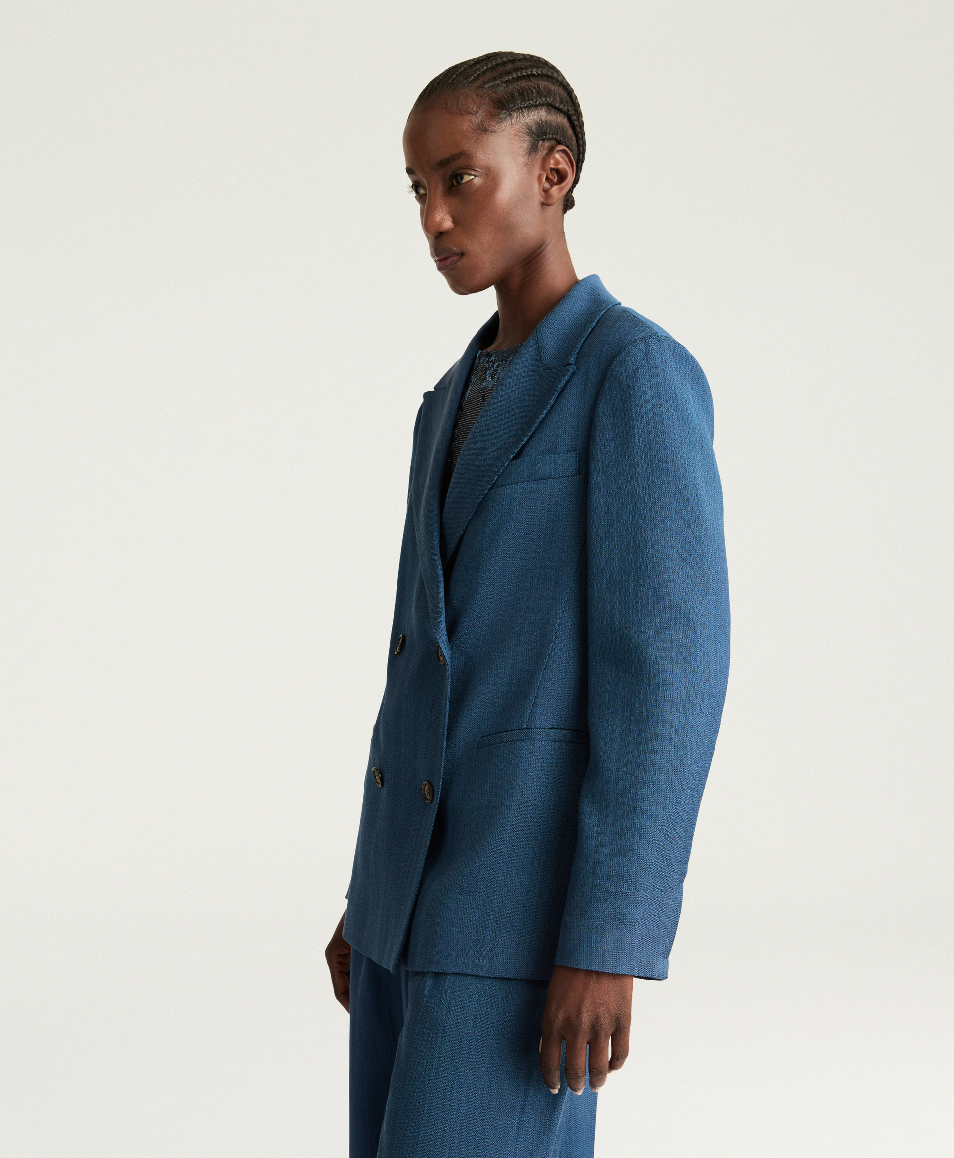 ROSEMARY JACKET IN SOLID COLOUR VISCOSE/WOOL - AVIO BLUE - Momonì