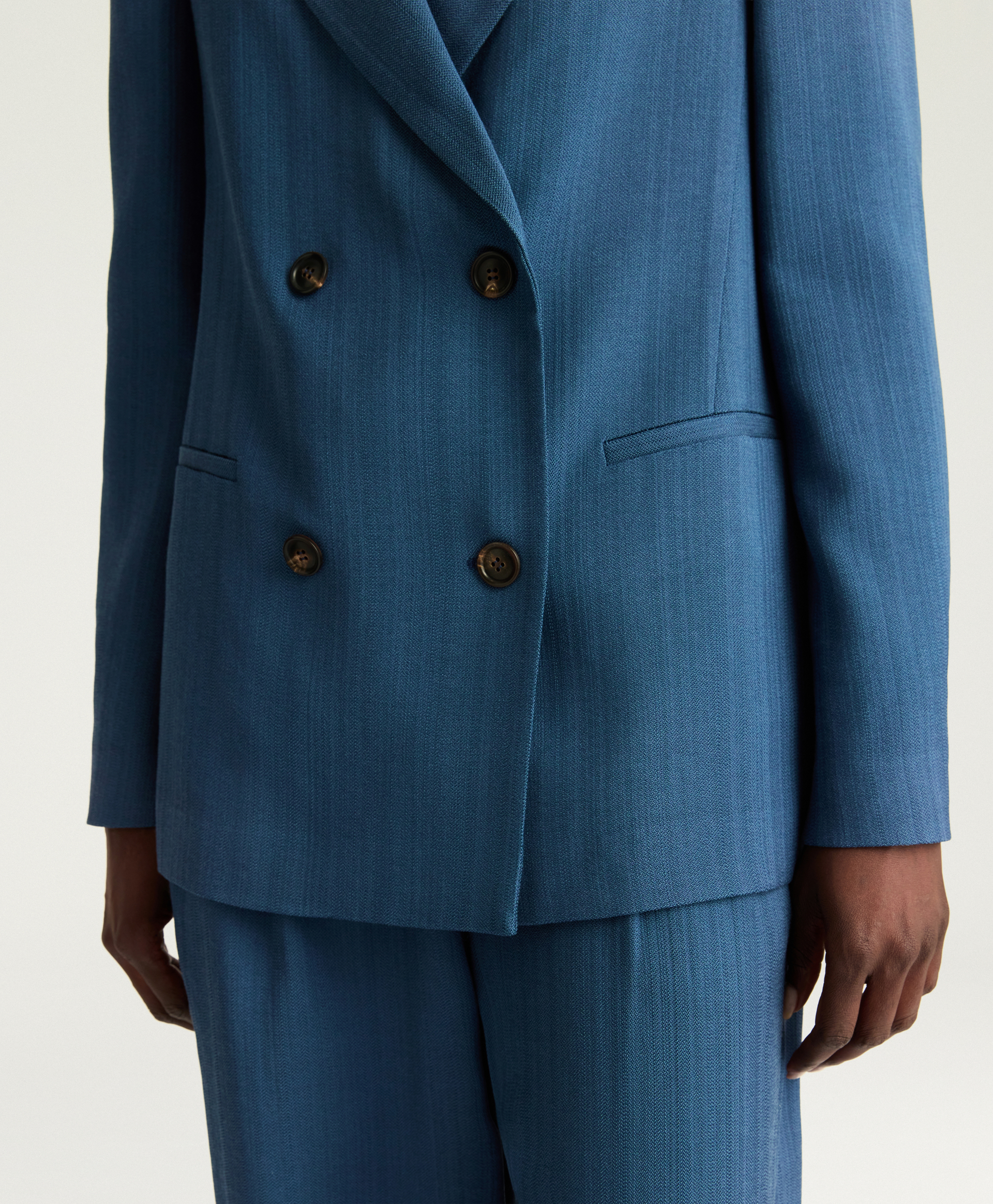 ROSEMARY JACKET IN SOLID COLOUR VISCOSE/WOOL - AVIO BLUE - Momonì