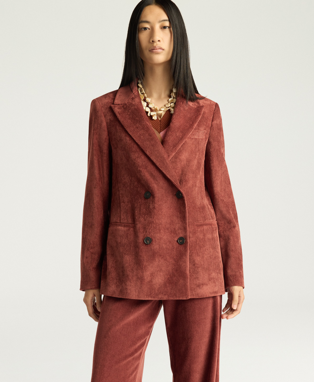 ROSEMARY JACKET IN STRETCH CORDUROY - EARTH BROWN - Momonì