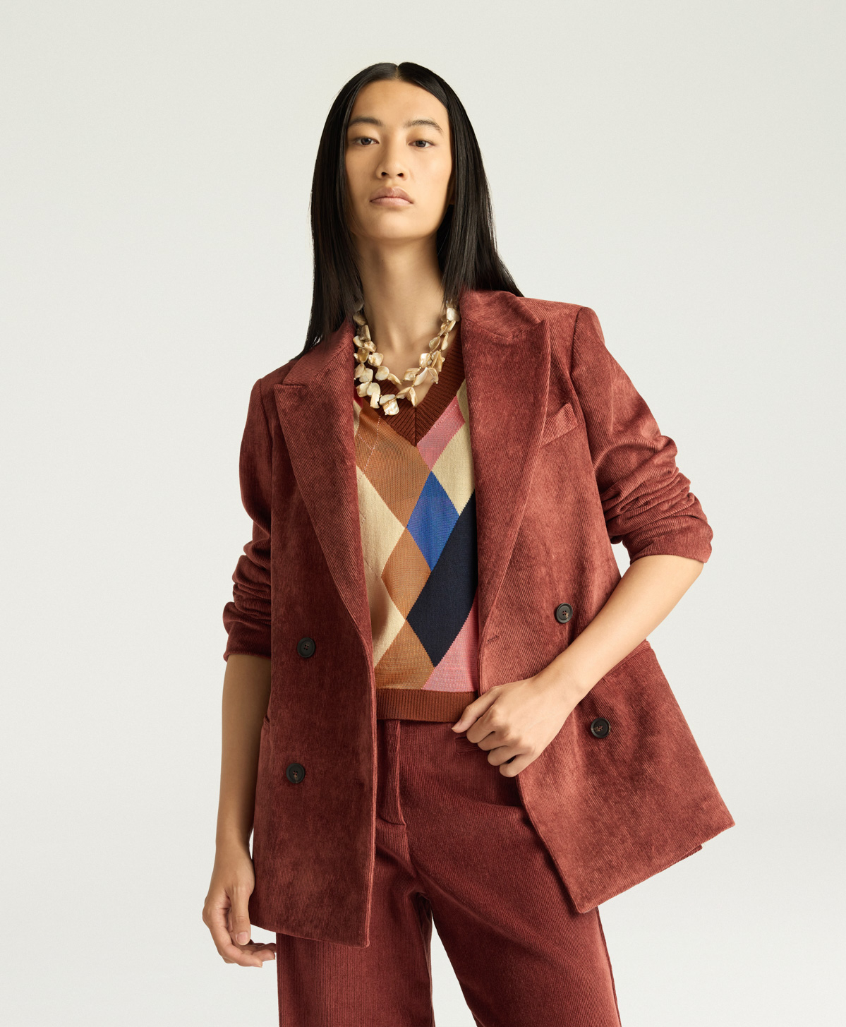 ROSEMARY JACKET IN STRETCH CORDUROY - EARTH BROWN - Momonì