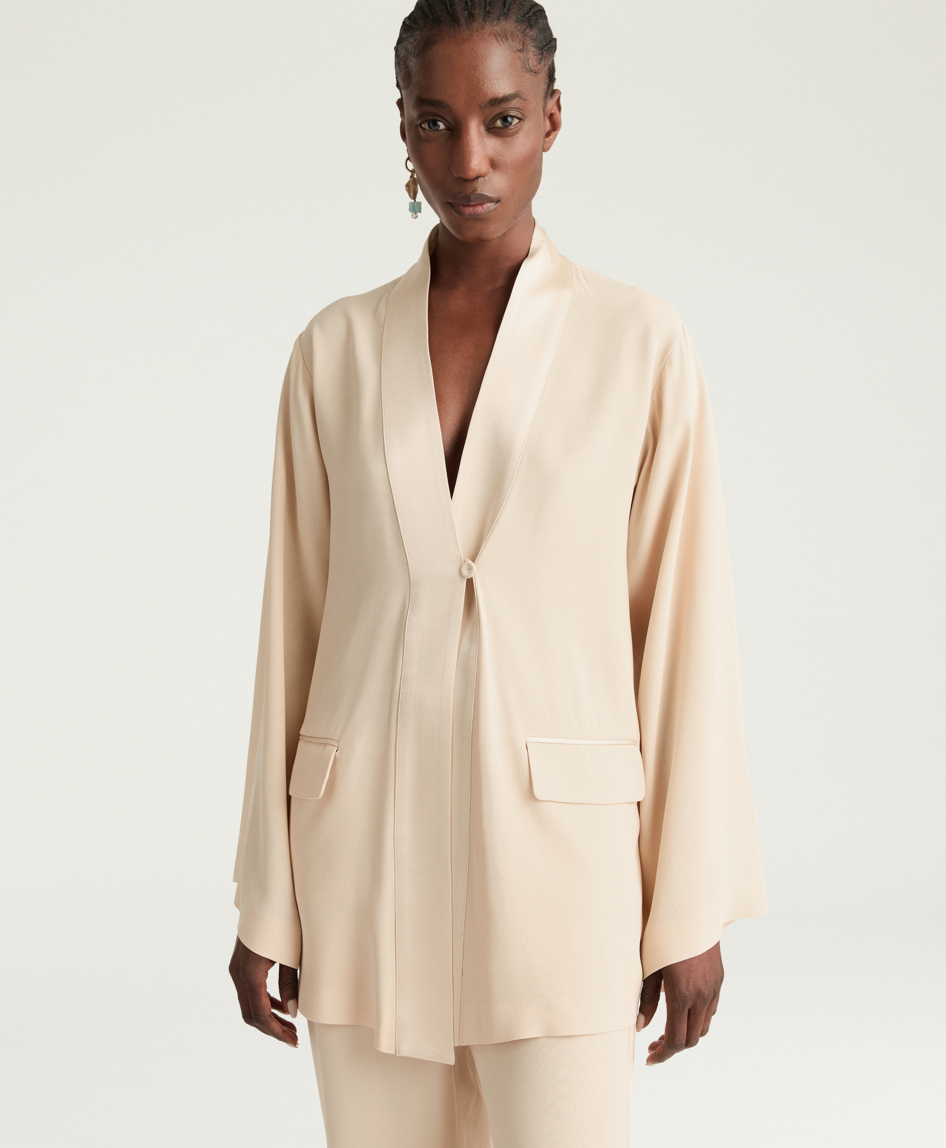TRINITY JACKET IN ENVERS SATIN - CHAMPAGNE - Momonì