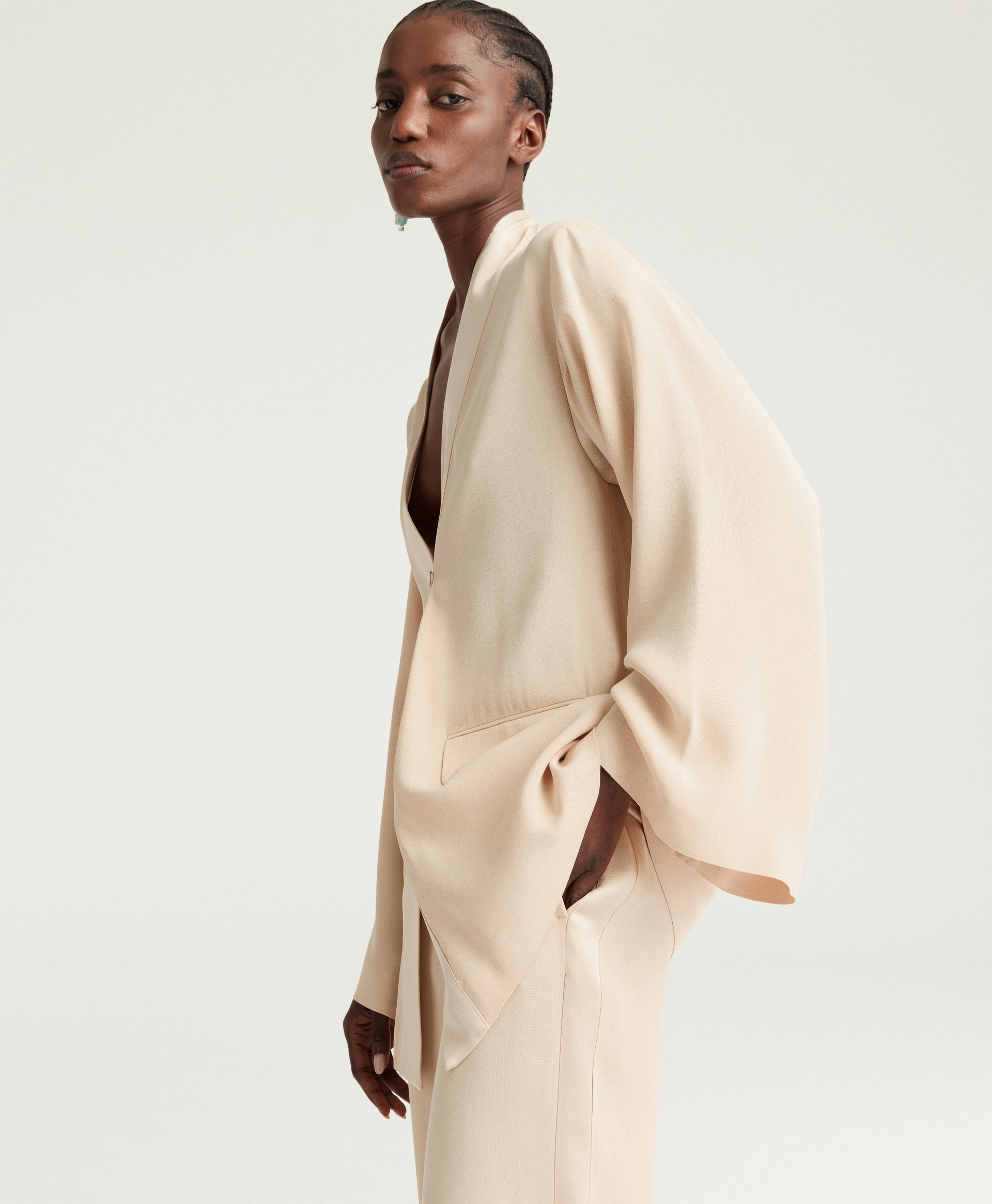 TRINITY JACKET IN ENVERS SATIN - CHAMPAGNE - Momonì