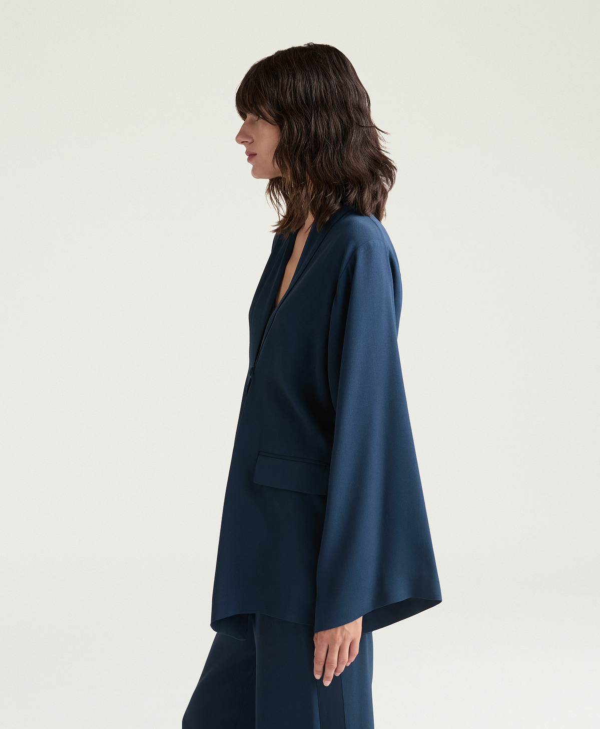 VESTE TRINITY EN ENVERS SATIN - ENCRE - Momonì