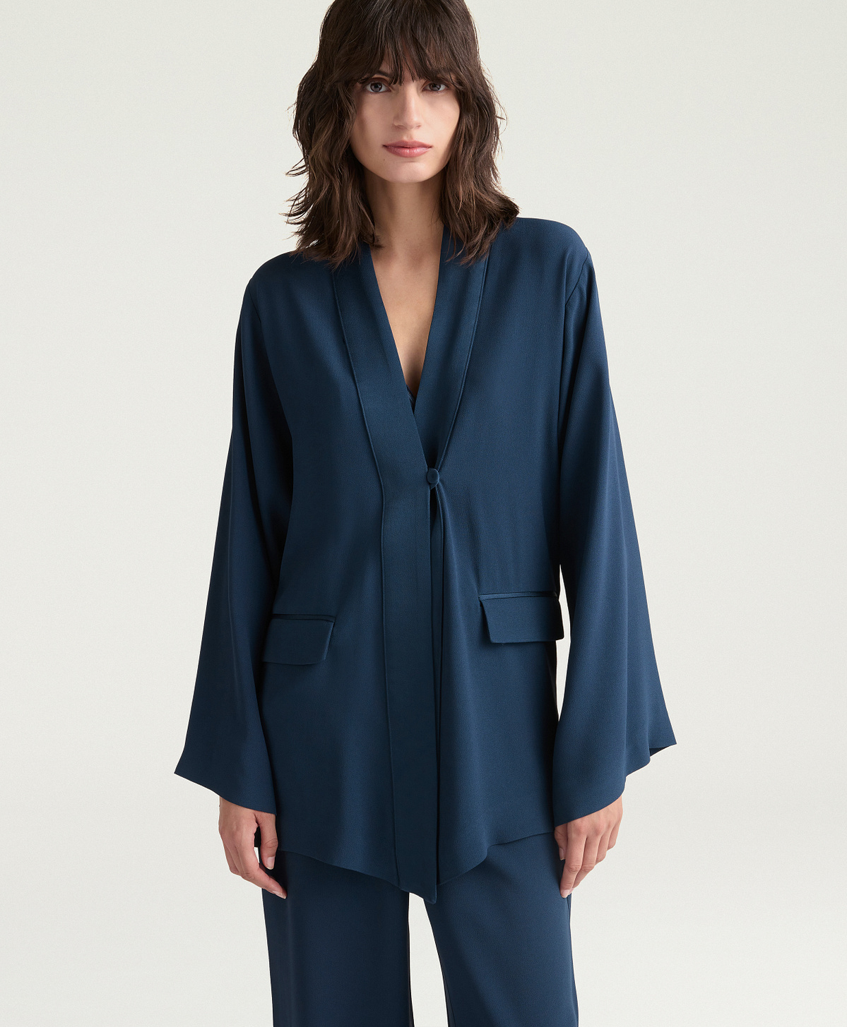 VESTE TRINITY EN ENVERS SATIN - ENCRE - Momonì