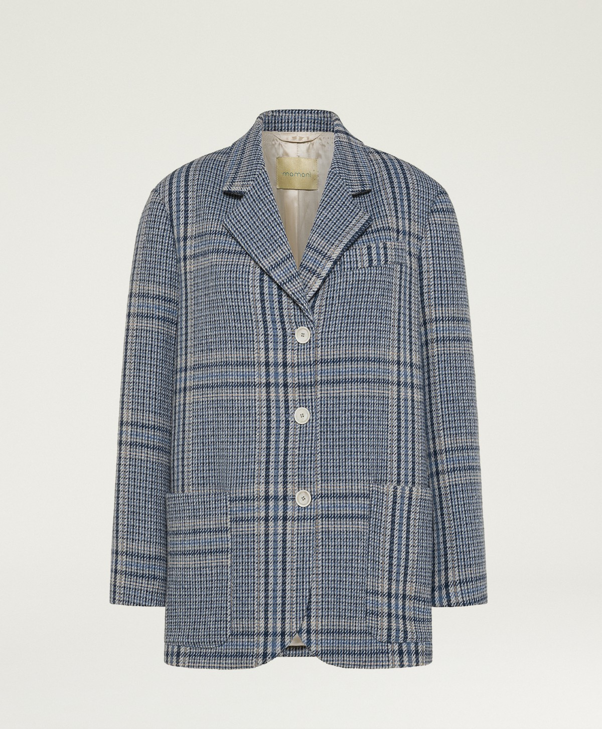 OXFORD JACKET IN MAXI PRINCE OF WALES CHECK WOOL - AVIO MULTICOLOR - Momonì