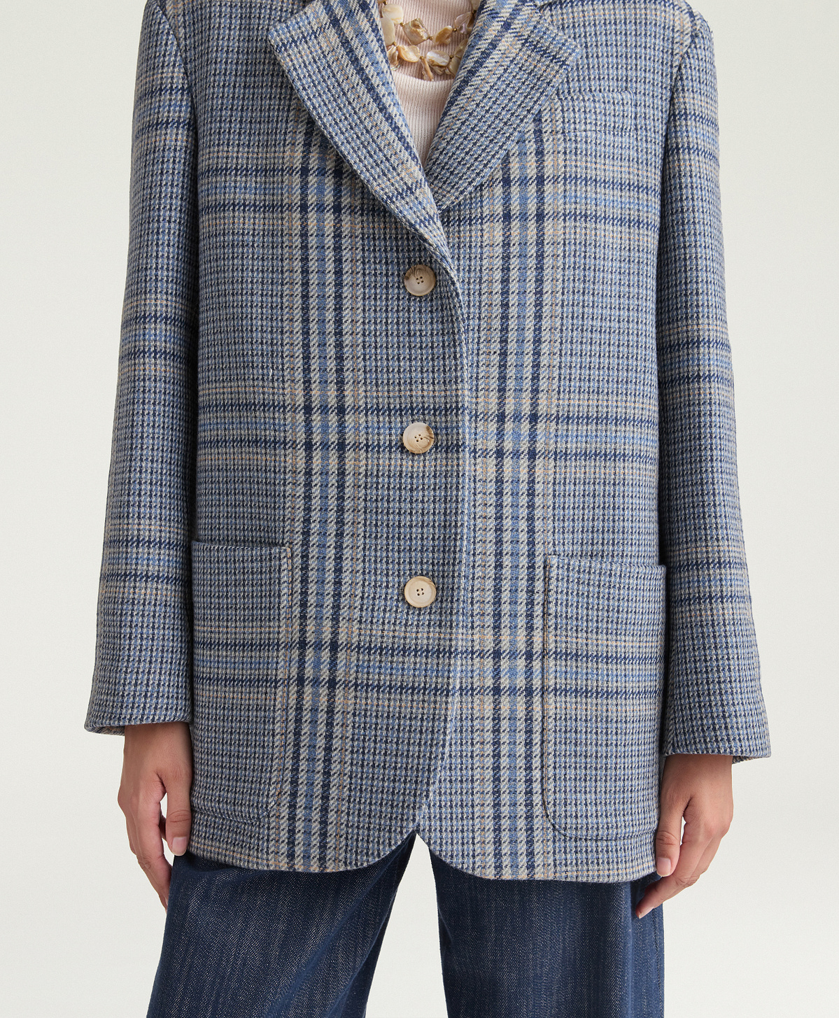 GIACCA OXFORD IN PANNO MAXI GALLES - MULTICOLOR AVIO - Momonì