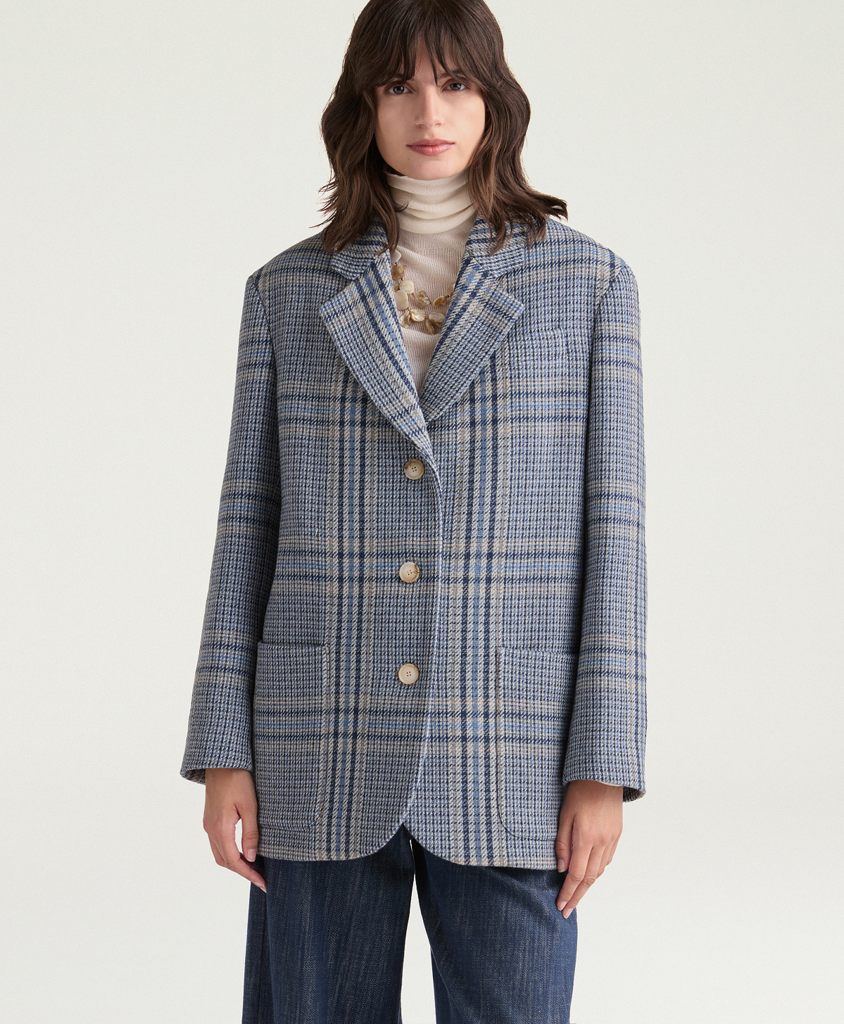 GIACCA OXFORD IN PANNO MAXI GALLES - MULTICOLOR AVIO - Momonì