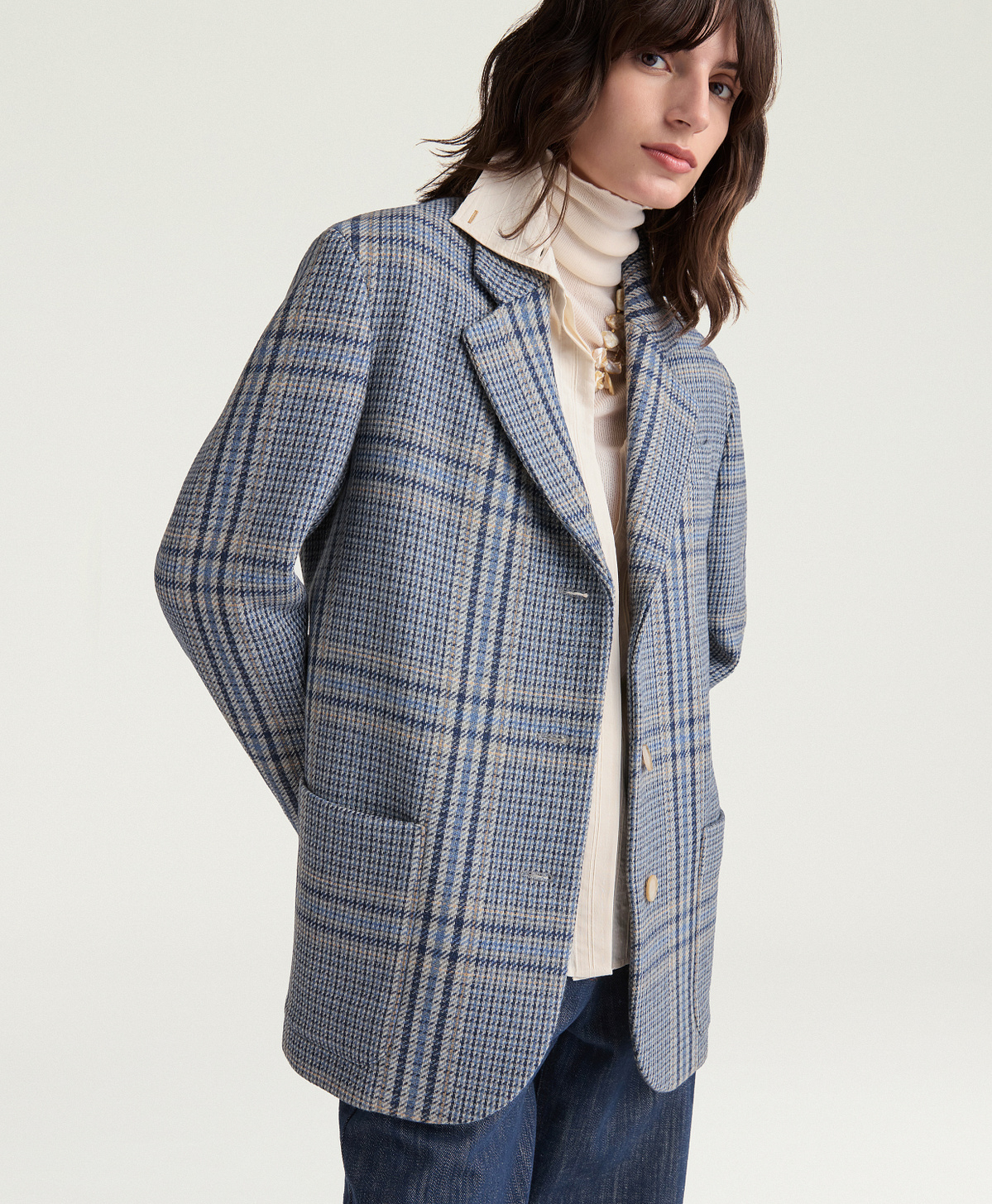 GIACCA OXFORD IN PANNO MAXI GALLES - MULTICOLOR AVIO - Momonì