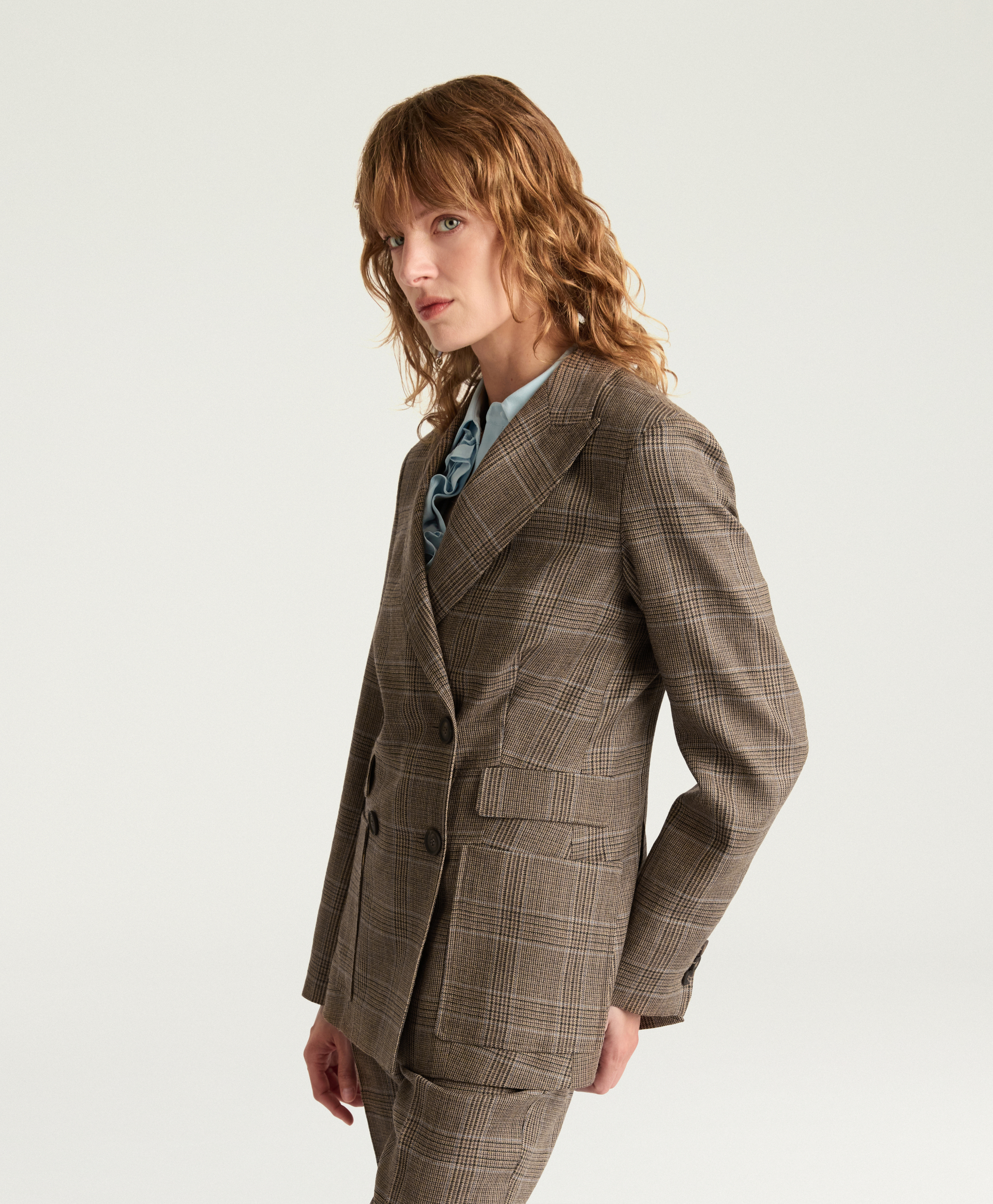 GUYANA JACKET IN PRINCE OF WALES CHECK WOOL - CARAMEL MULTICOLOR - Momonì
