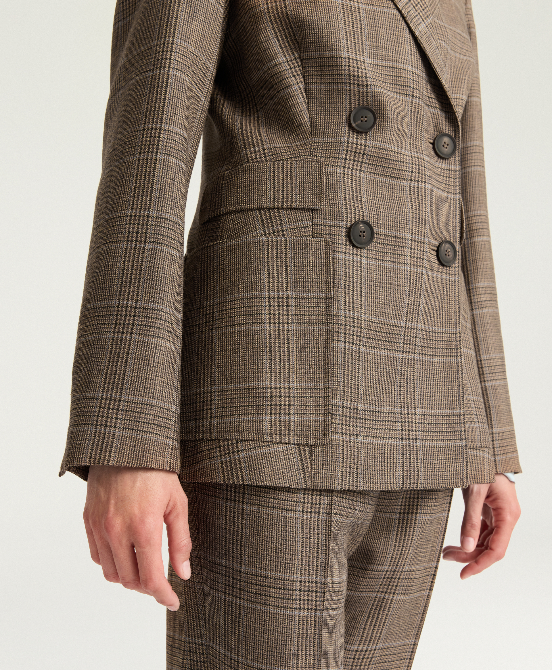 GUYANA JACKET IN PRINCE OF WALES CHECK WOOL - CARAMEL MULTICOLOR - Momonì