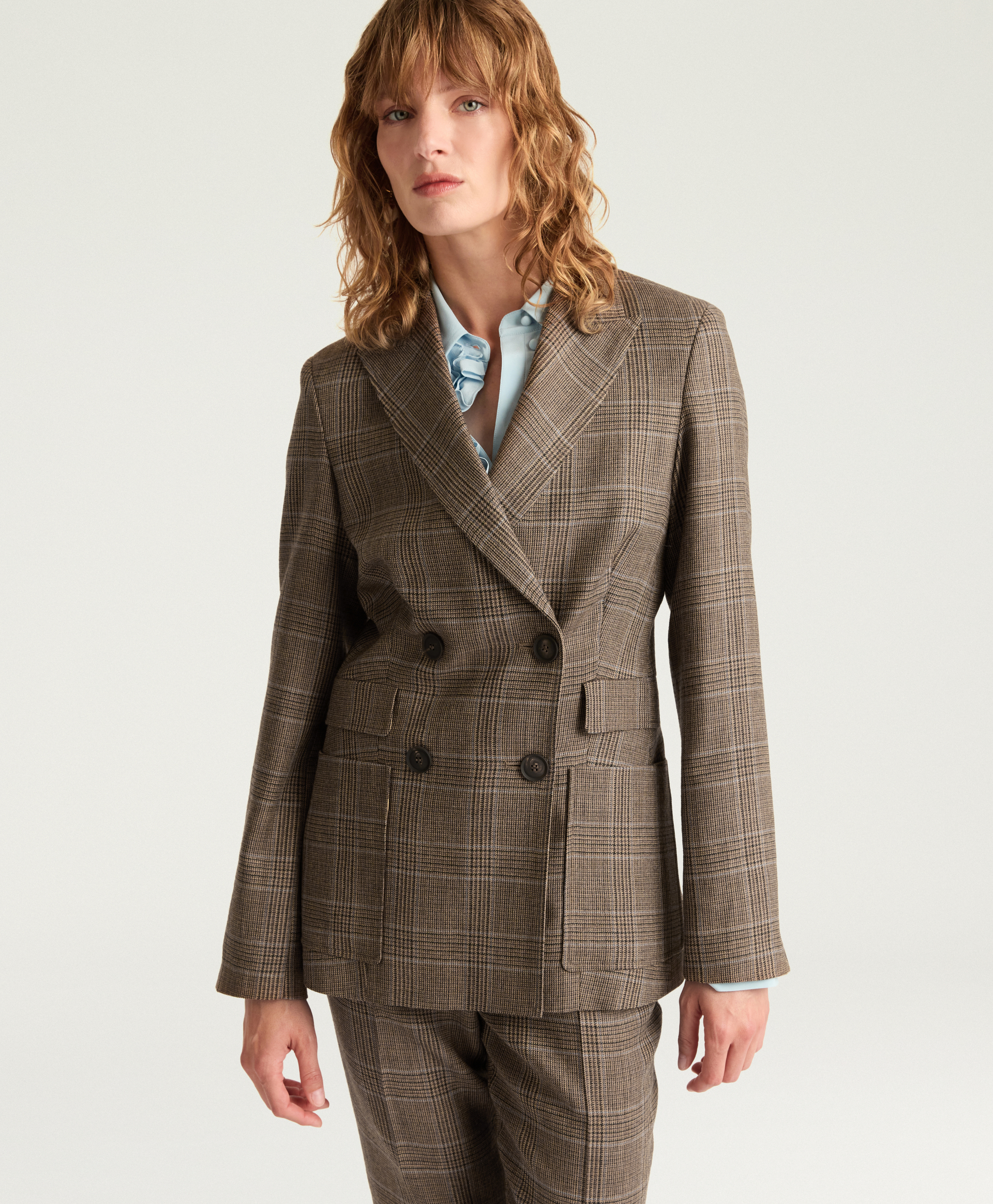 GUYANA JACKET IN PRINCE OF WALES CHECK WOOL - CARAMEL MULTICOLOR - Momonì