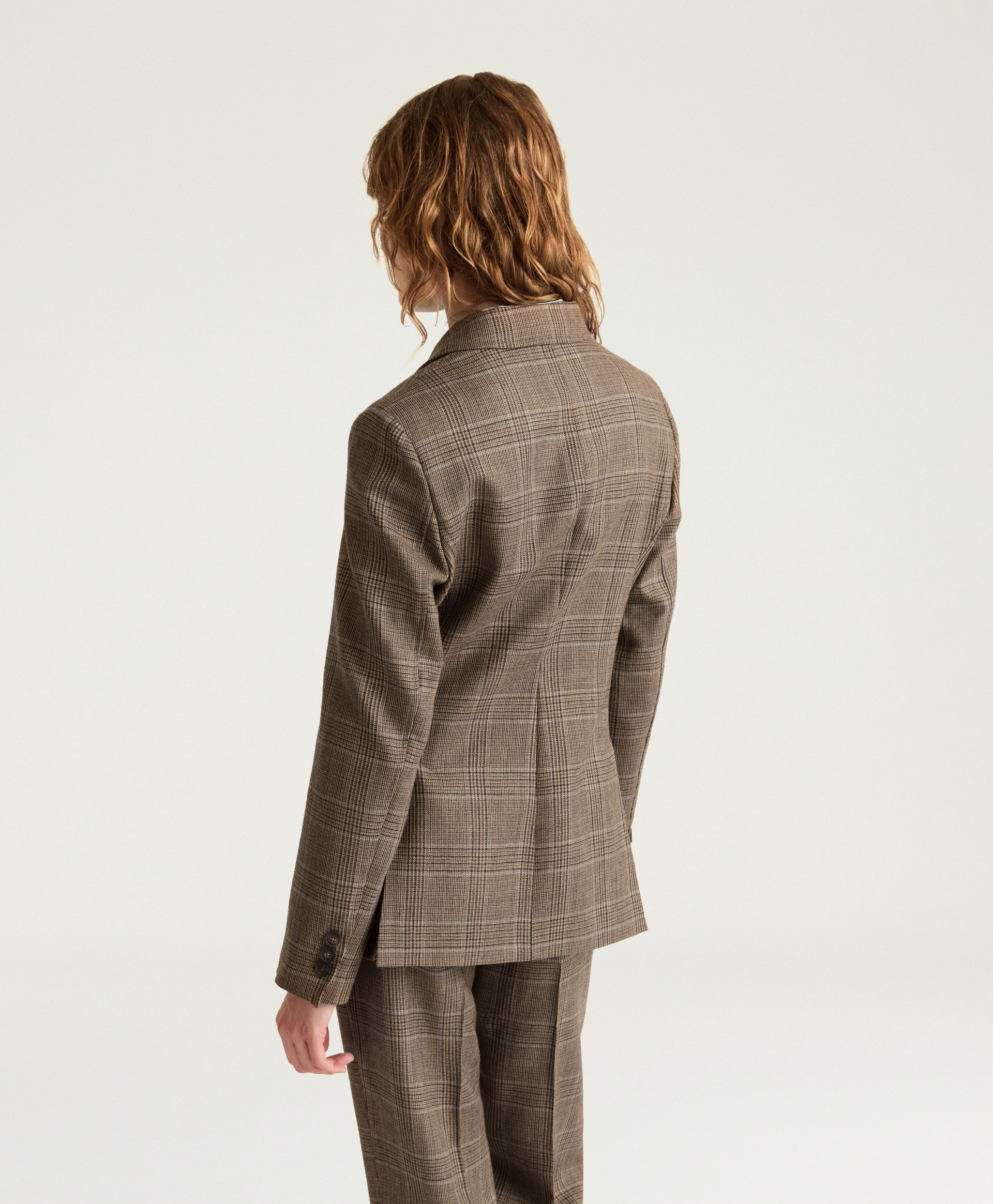 GUYANA JACKET IN PRINCE OF WALES CHECK WOOL - CARAMEL MULTICOLOR - Momonì