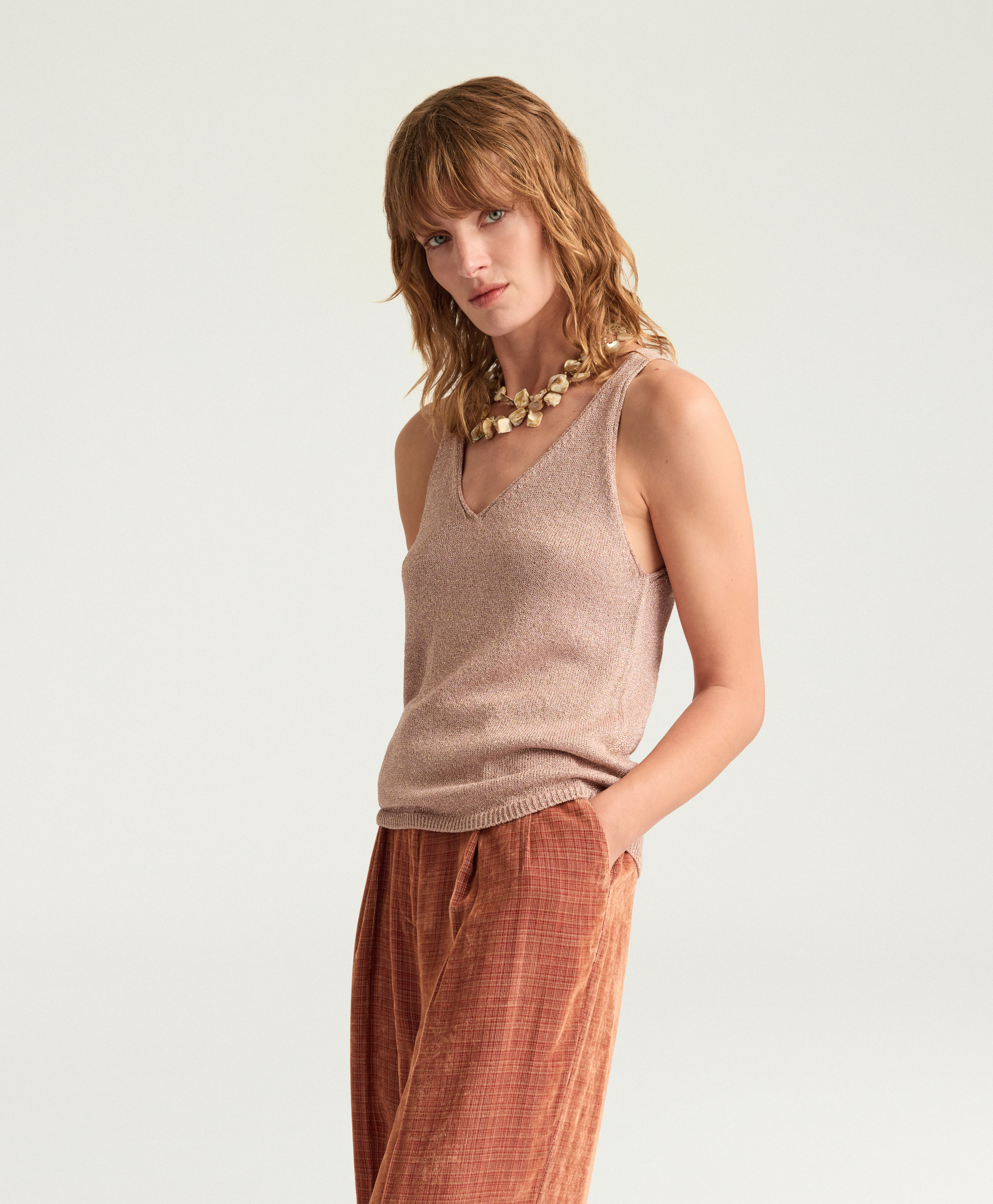 NIJI SWEATER IN LUREX VISCOSE - PINK - Momonì