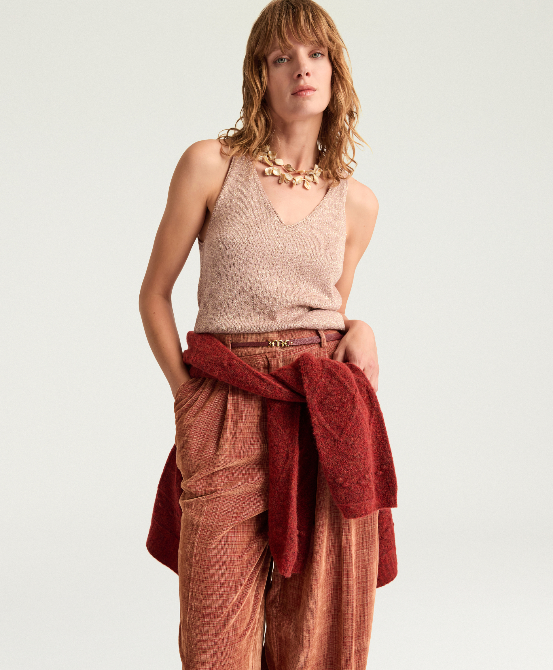 NIJI SWEATER IN LUREX VISCOSE - PINK - Momonì