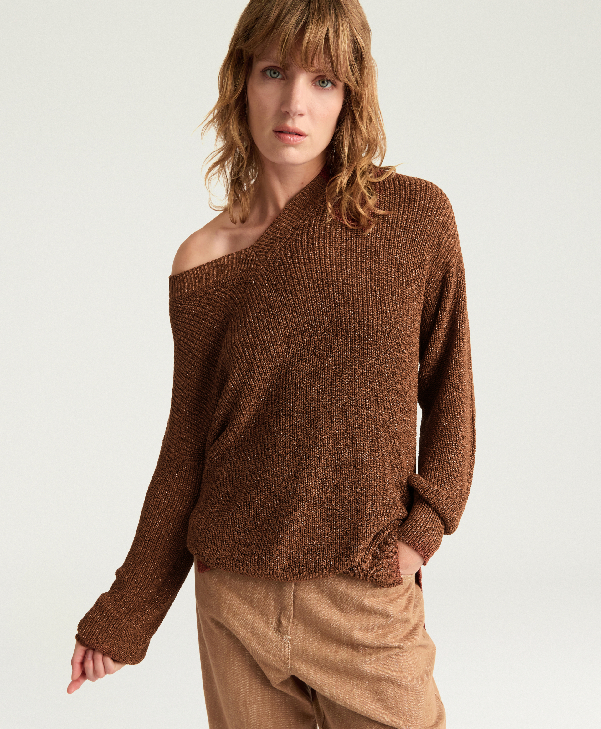 CHESTER SWEATER IN LUREX VISCOSE - COPPER - Momonì