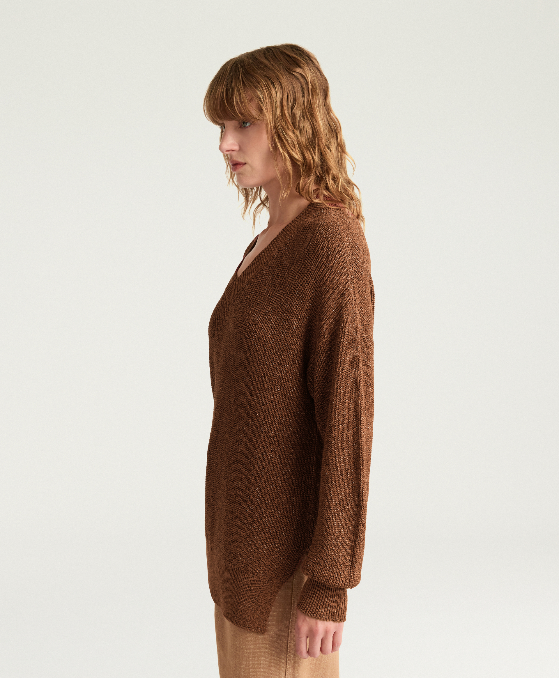 CHESTER SWEATER IN LUREX VISCOSE - COPPER - Momonì