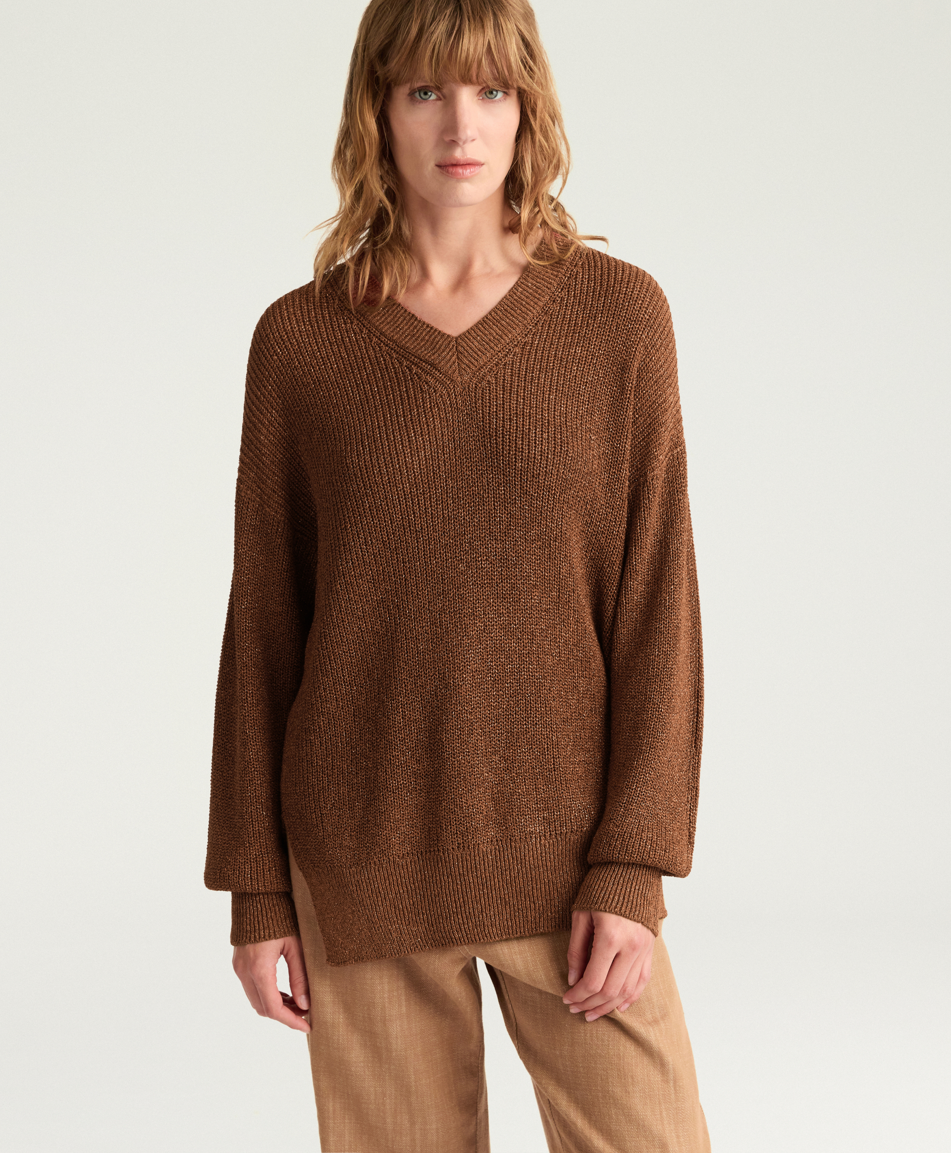 CHESTER SWEATER IN LUREX VISCOSE - COPPER - Momonì