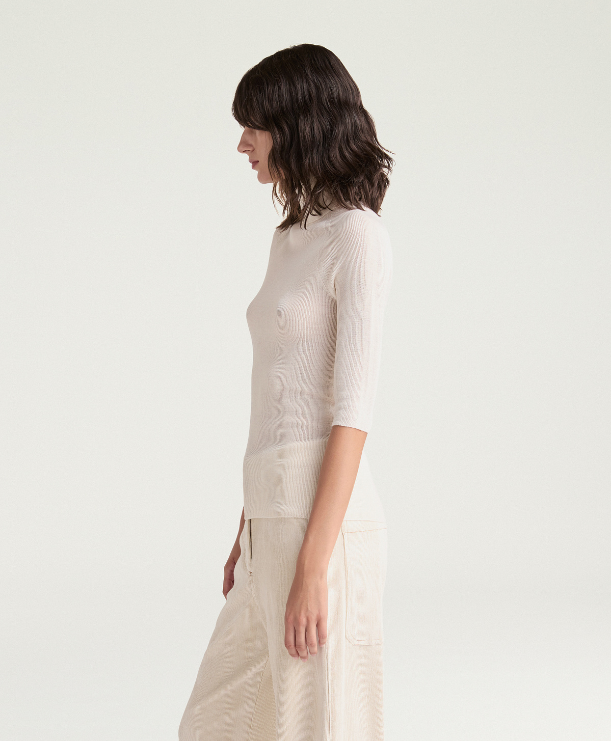 TRICOT HARDY EN LAINE MÉRINOS - ÉCRU - Momonì