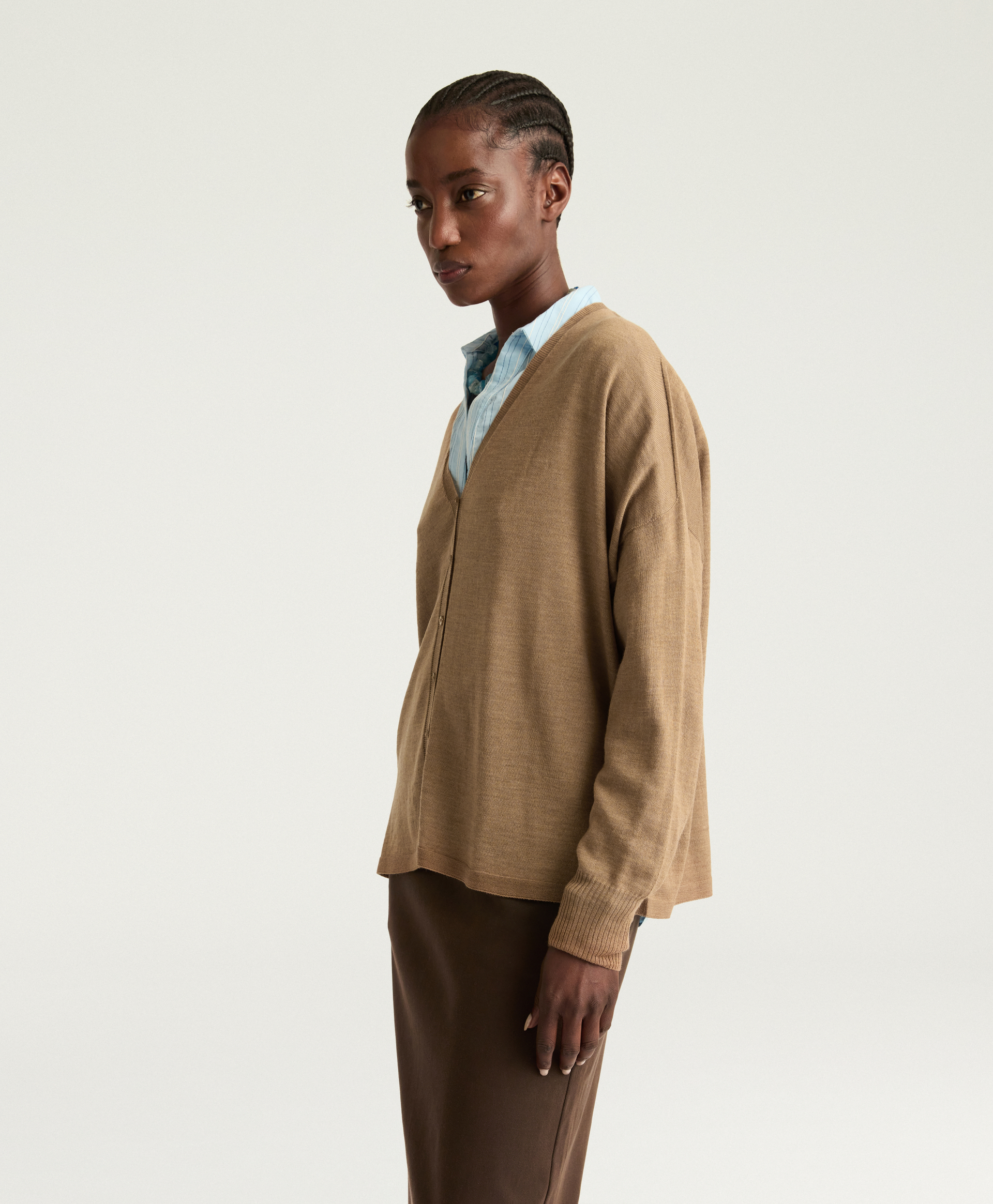BYRON CARDIGAN IN MERINO WOOL - CAMEL - Momonì