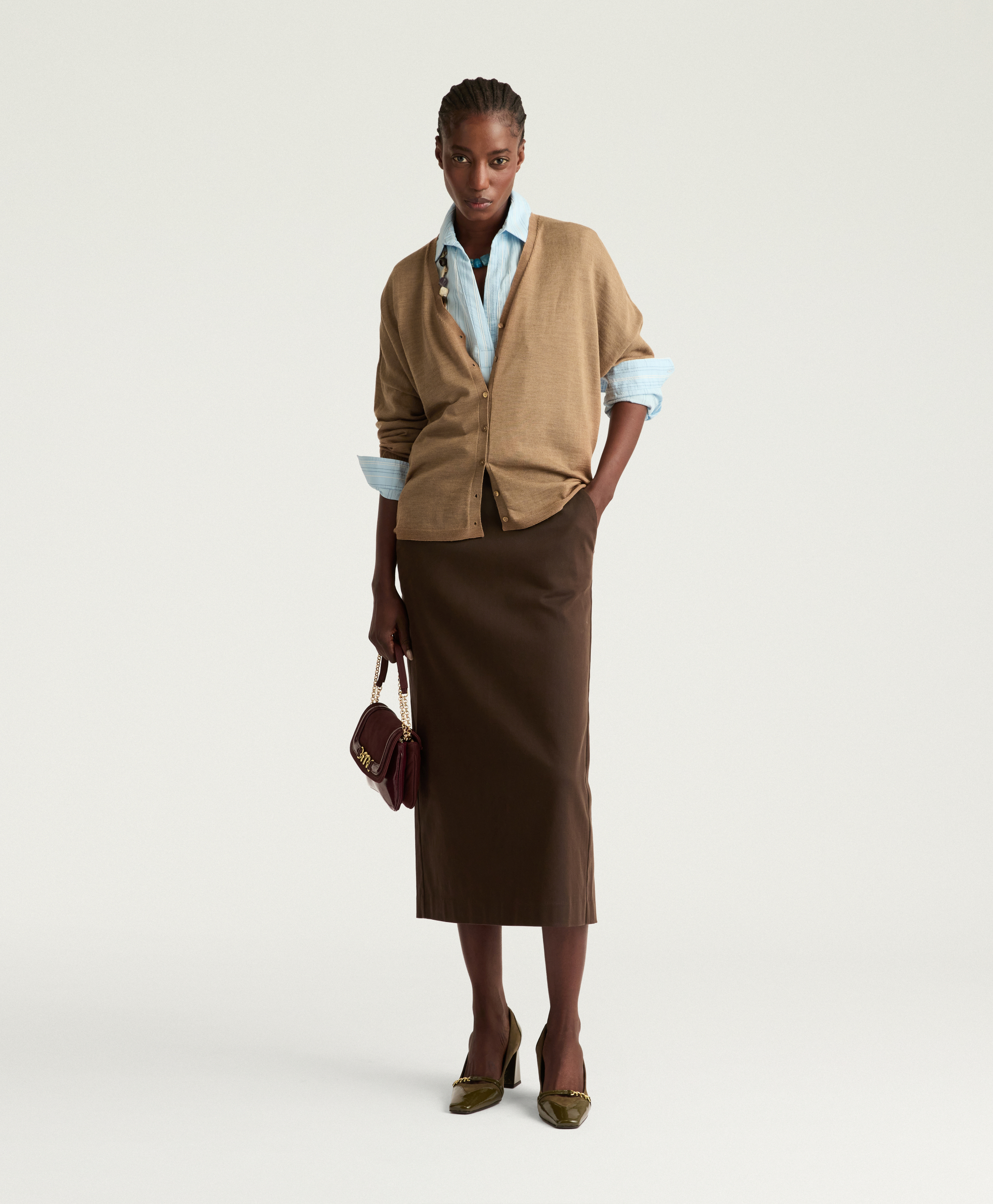 BYRON CARDIGAN IN MERINO WOOL - CAMEL - Momonì
