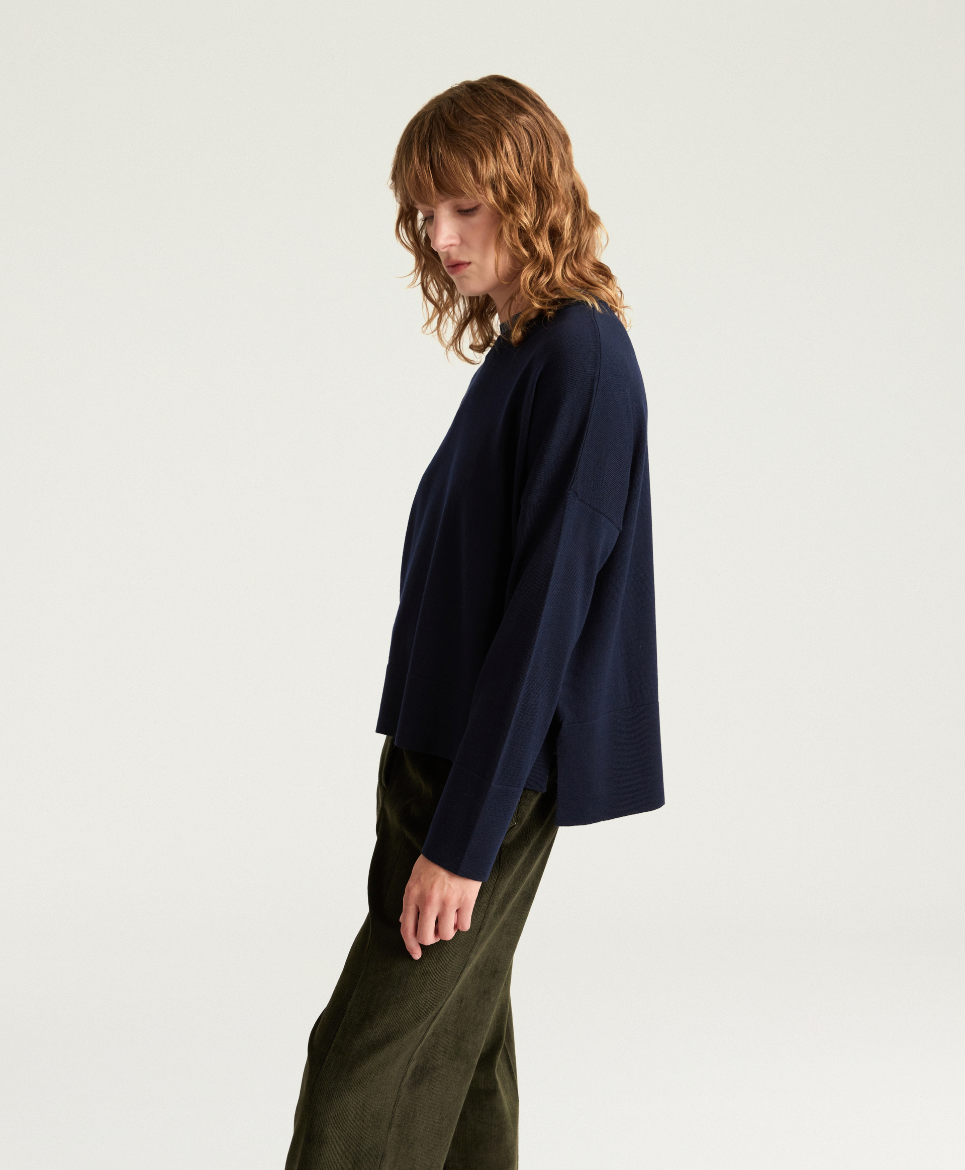 LARKIN SWEATER IN MERINO WOOL - NIGHT BLUE - Momonì