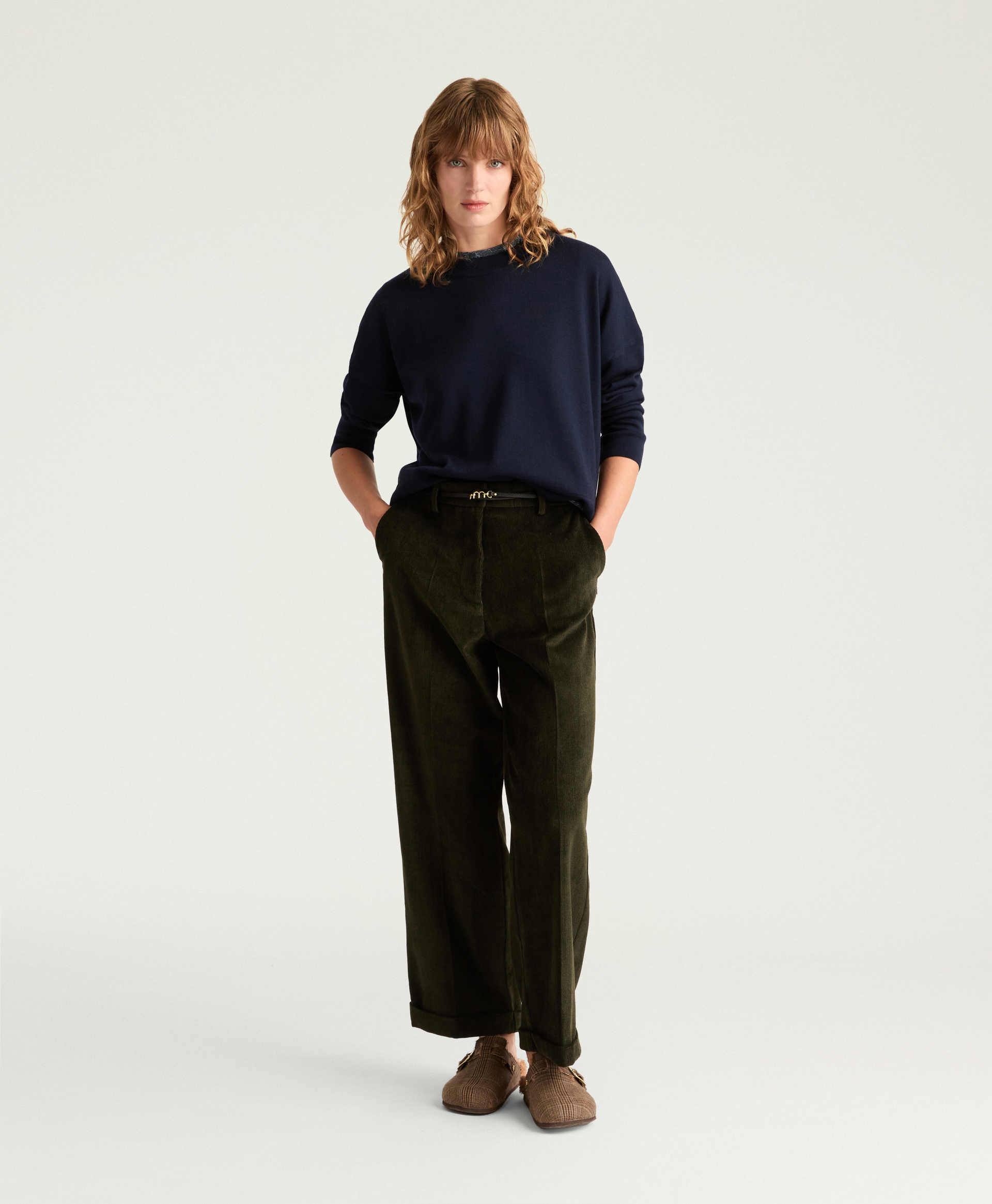 LARKIN SWEATER IN MERINO WOOL - NIGHT BLUE - Momonì