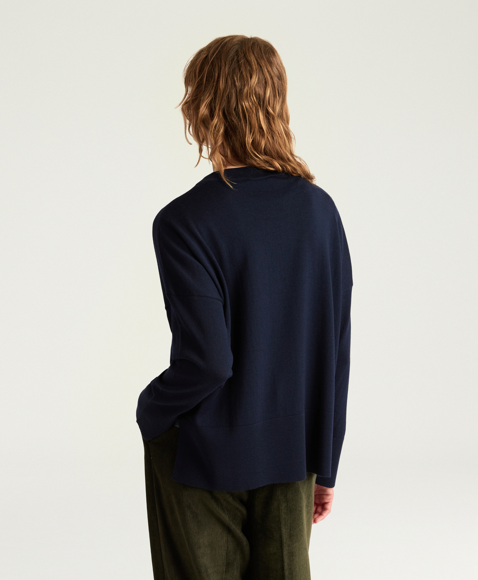 LARKIN SWEATER IN MERINO WOOL - NIGHT BLUE - Momonì