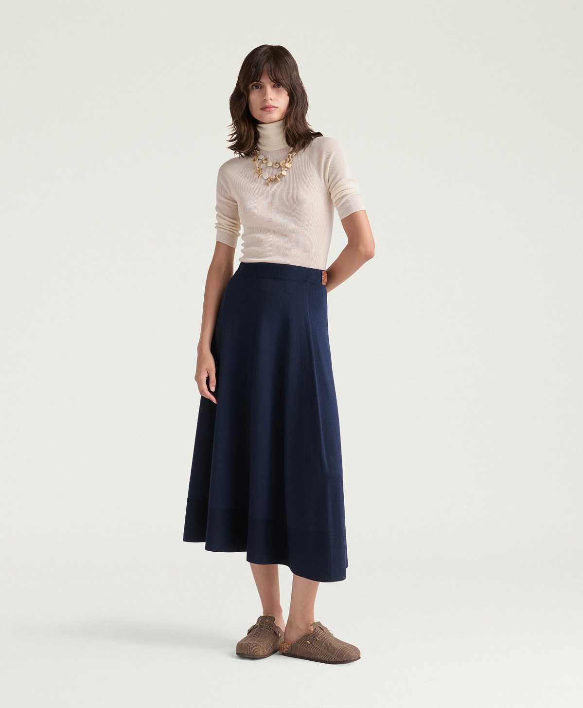 ISLA SKIRT IN MERINO WOOL - NIGHT BLUE - Clothing - Momonì