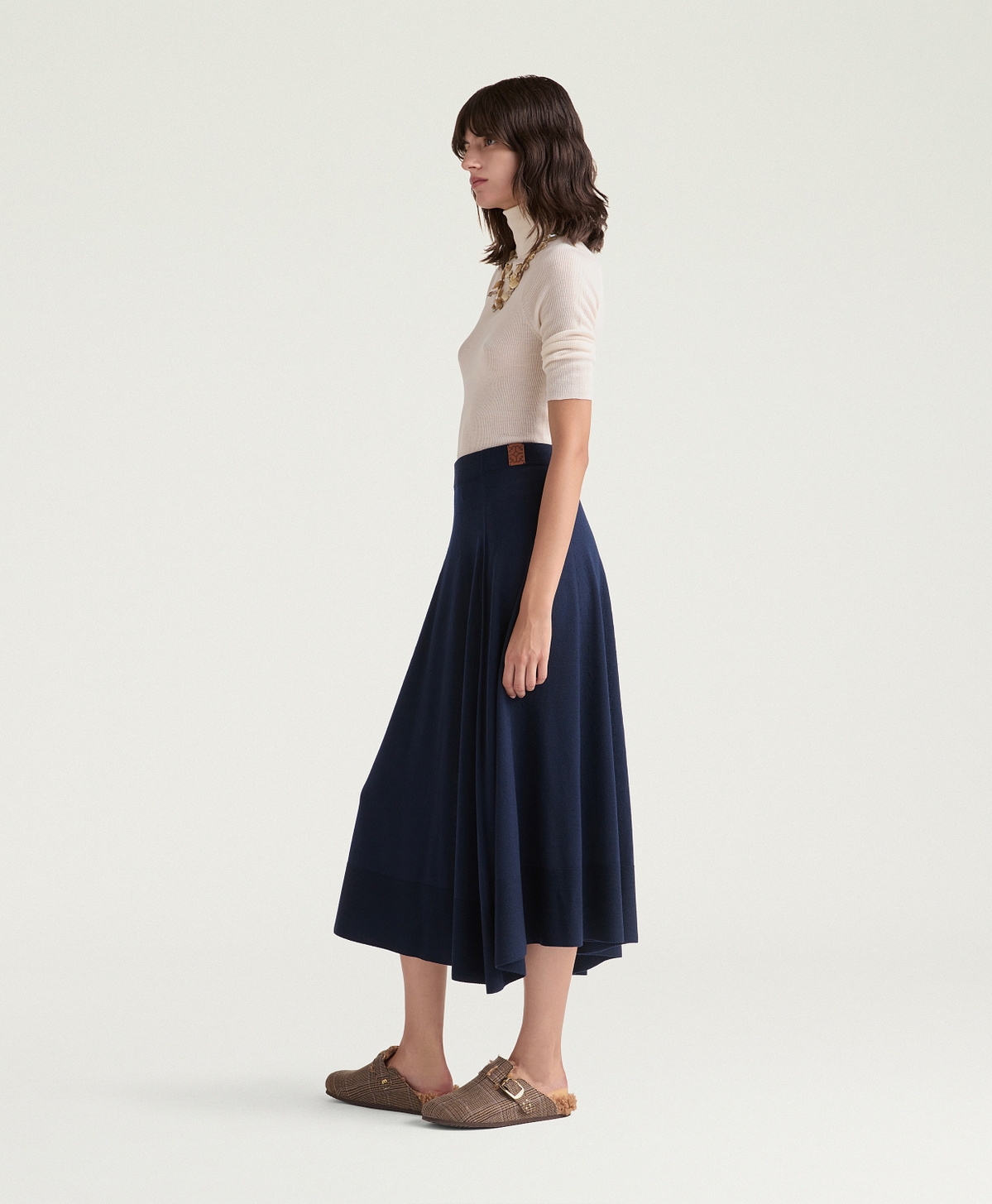 ISLA SKIRT IN MERINO WOOL - NIGHT BLUE - Momonì