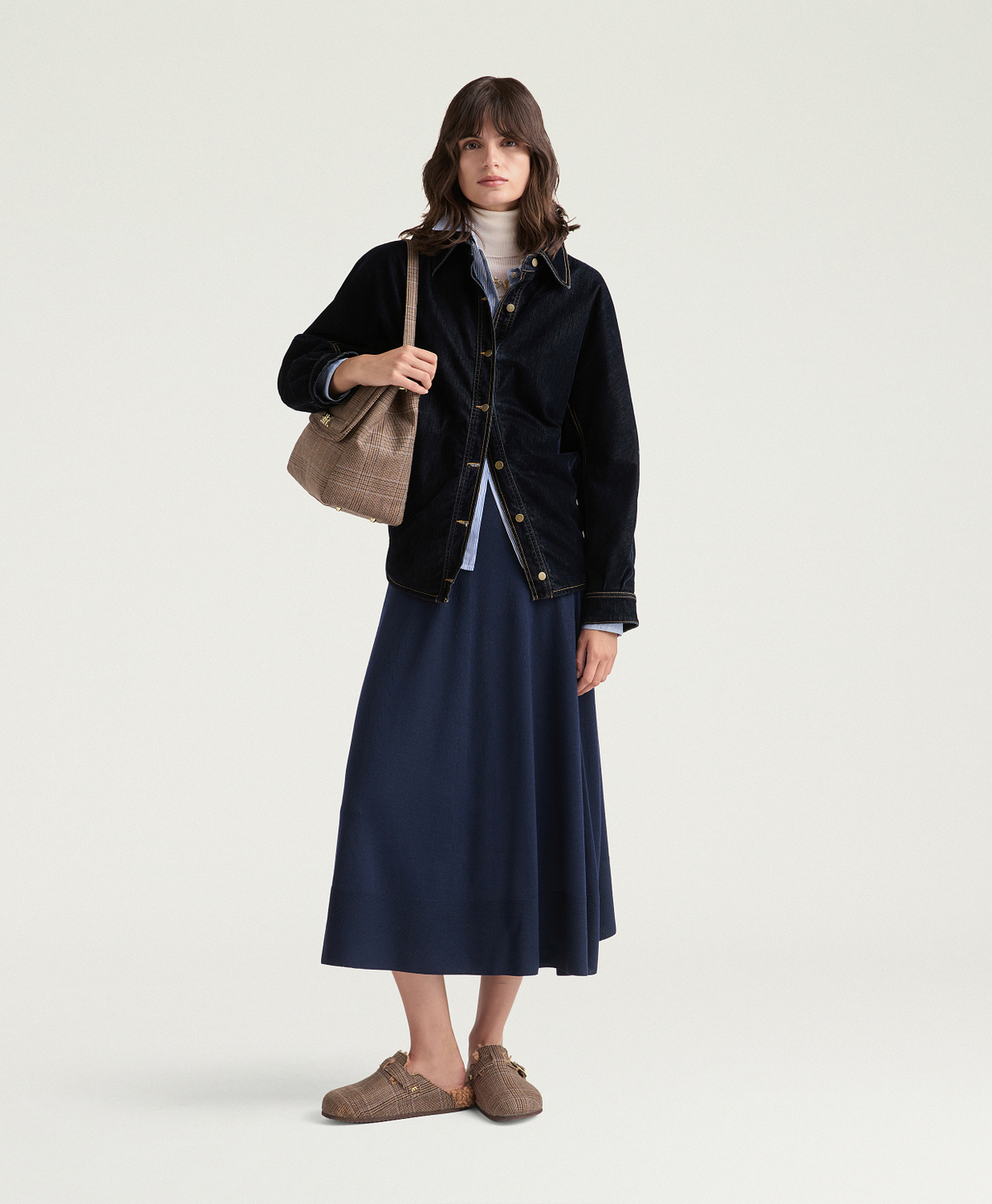 ISLA SKIRT IN MERINO WOOL - NIGHT BLUE - Momonì