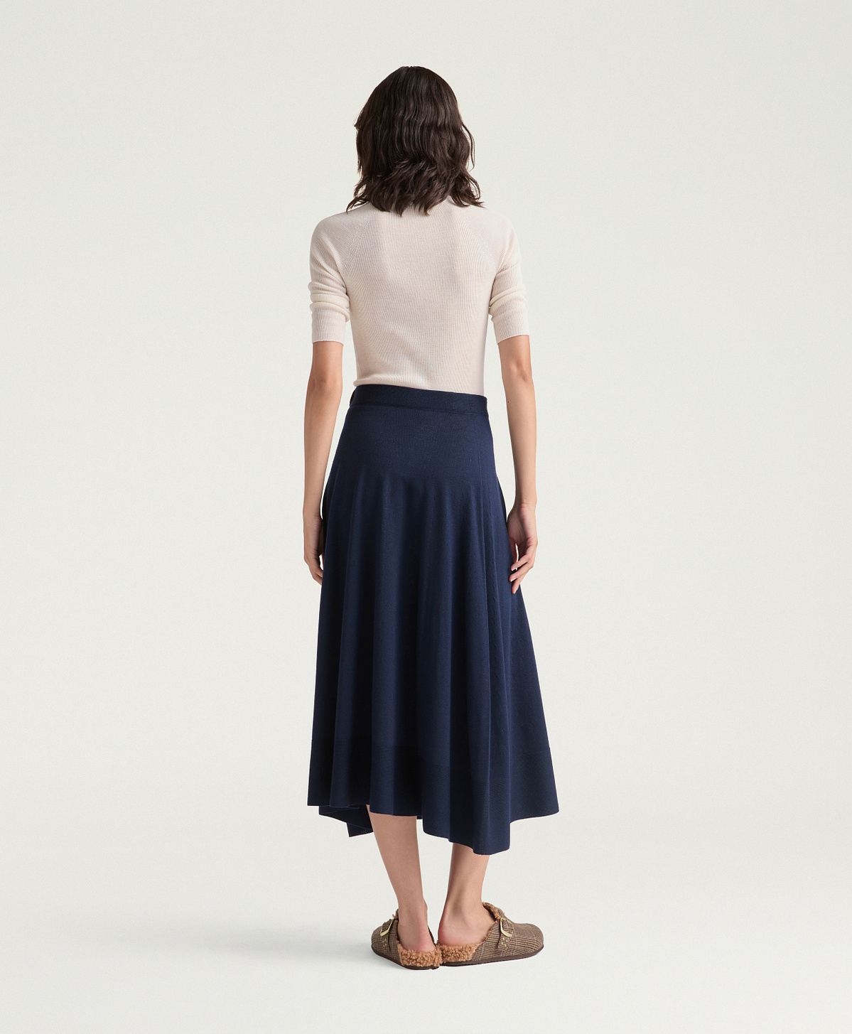 ISLA SKIRT IN MERINO WOOL - NIGHT BLUE - Momonì