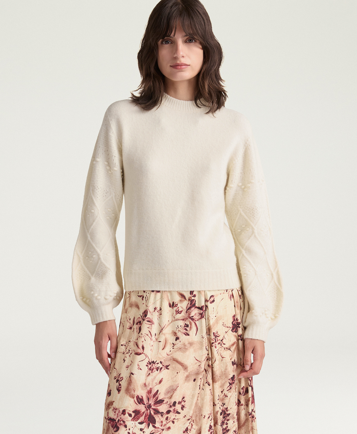MAGLIA RICHARD IN LANA EFFETTO FELPA - PANNA - Momonì