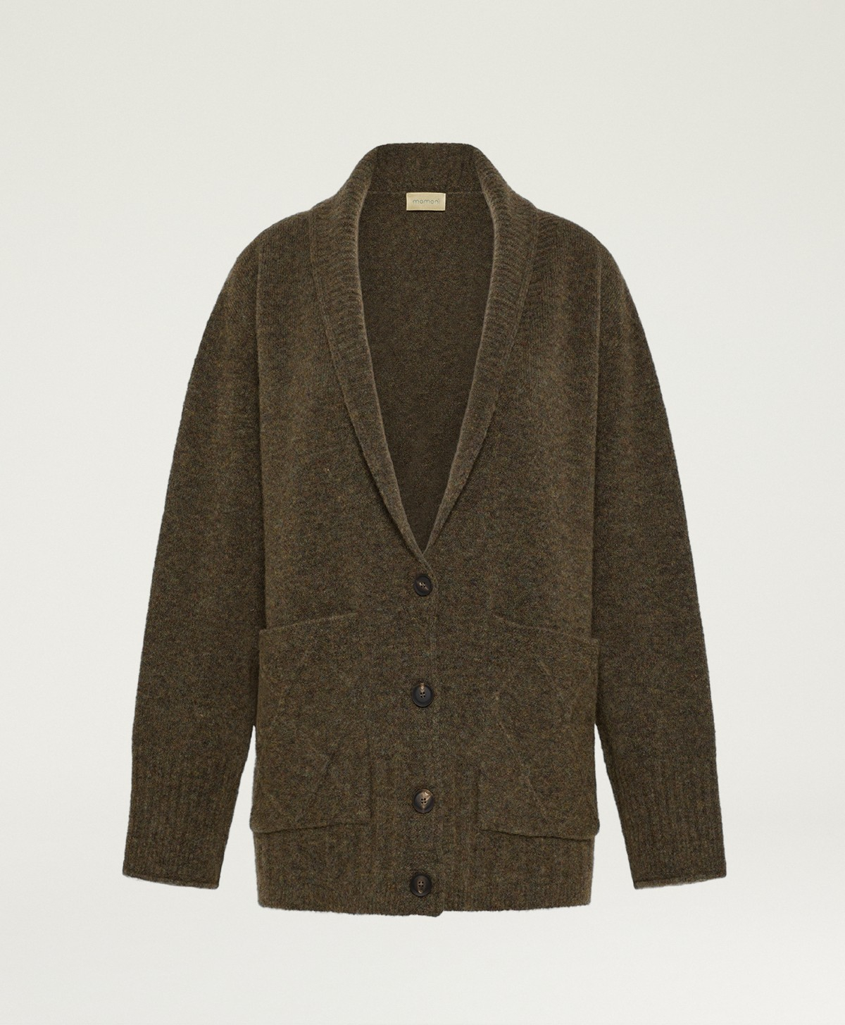 ASSAM CARDIGAN IN FLEECE-EFFECT WOOL - GREEN - Momonì