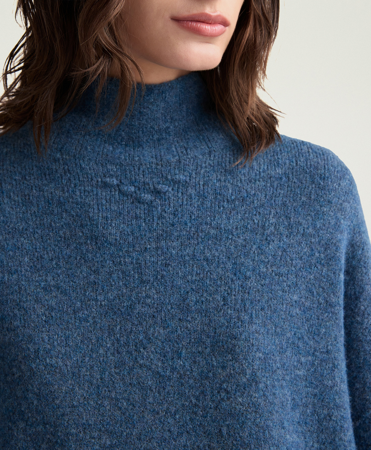 CORGIS SWEATER IN FLEECE-EFFECT WOOL - BLUE DENIM - Momonì