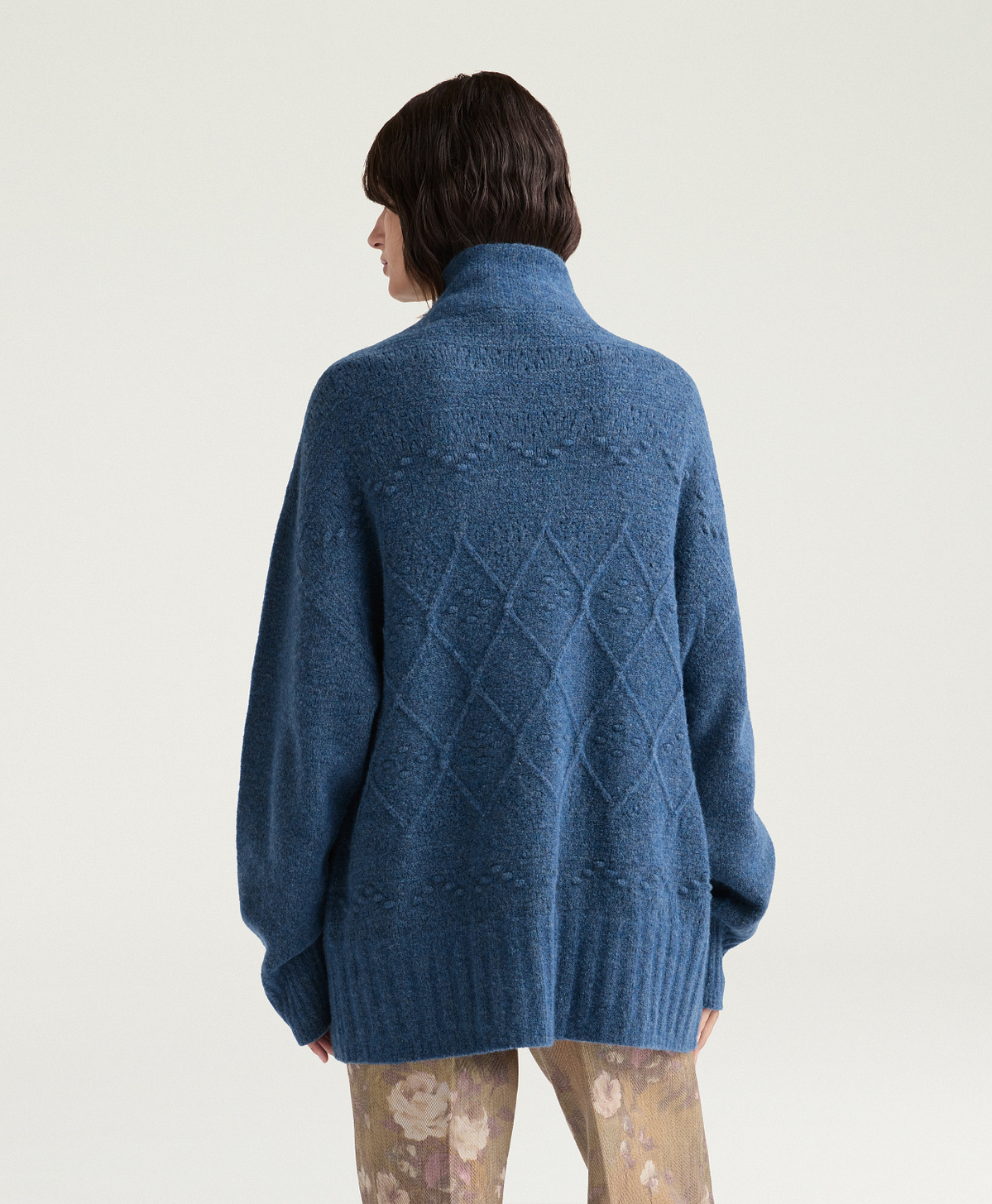 CORGIS SWEATER IN FLEECE-EFFECT WOOL - BLUE DENIM - Momonì
