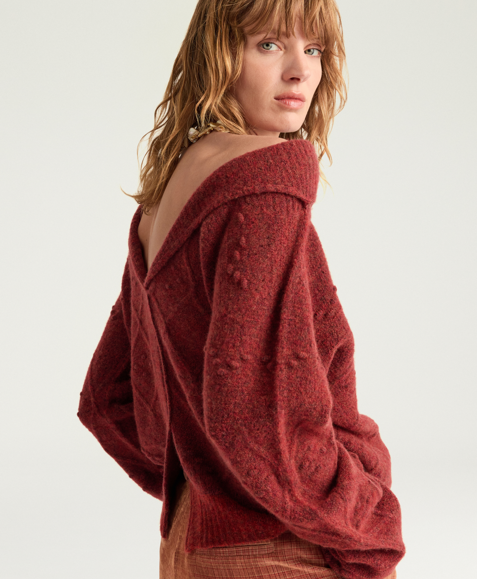 THOMAS SWEATER IN FLEECE-EFFECT WOOL - BRICK - Momonì