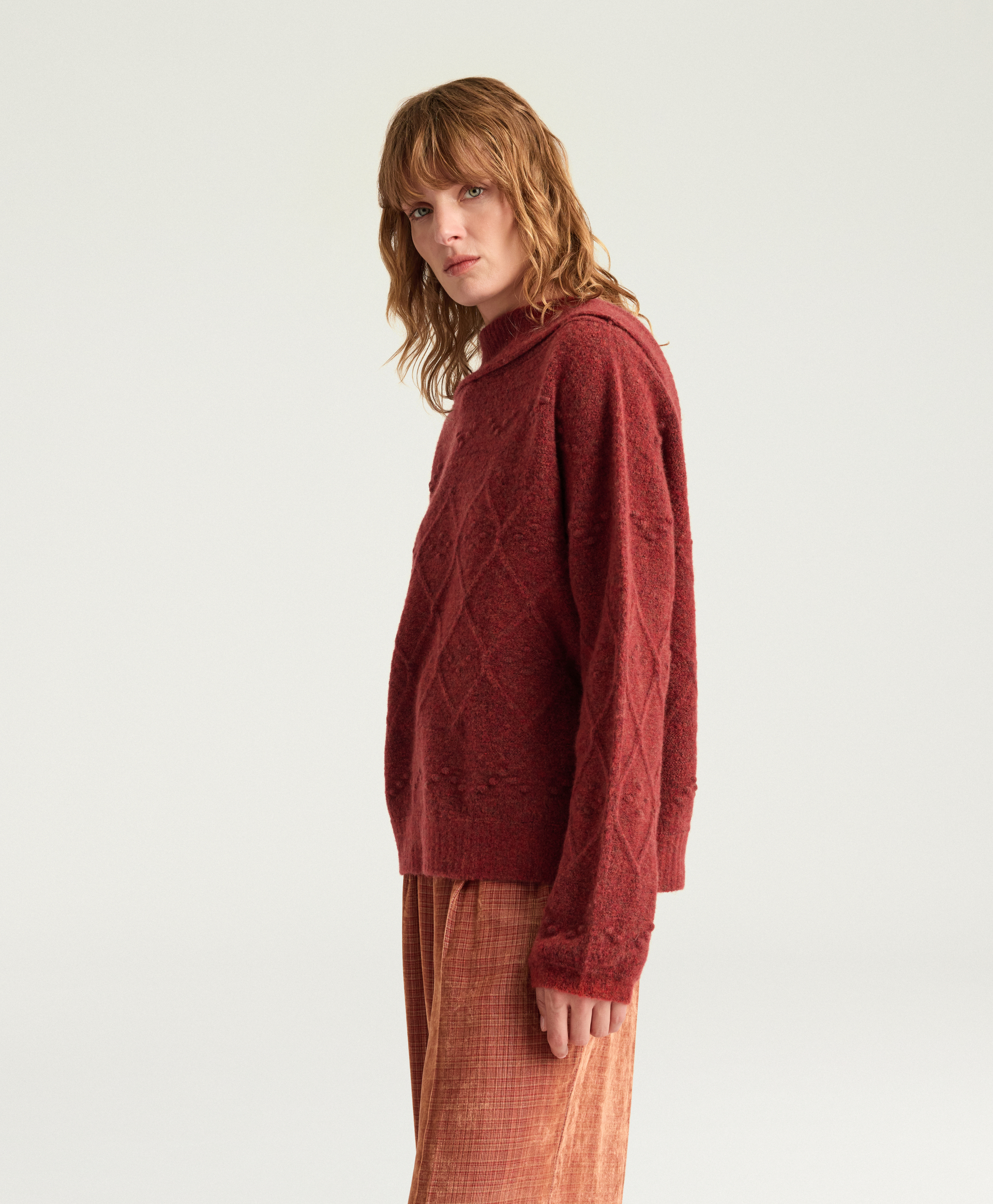 THOMAS SWEATER IN FLEECE-EFFECT WOOL - BRICK - Momonì