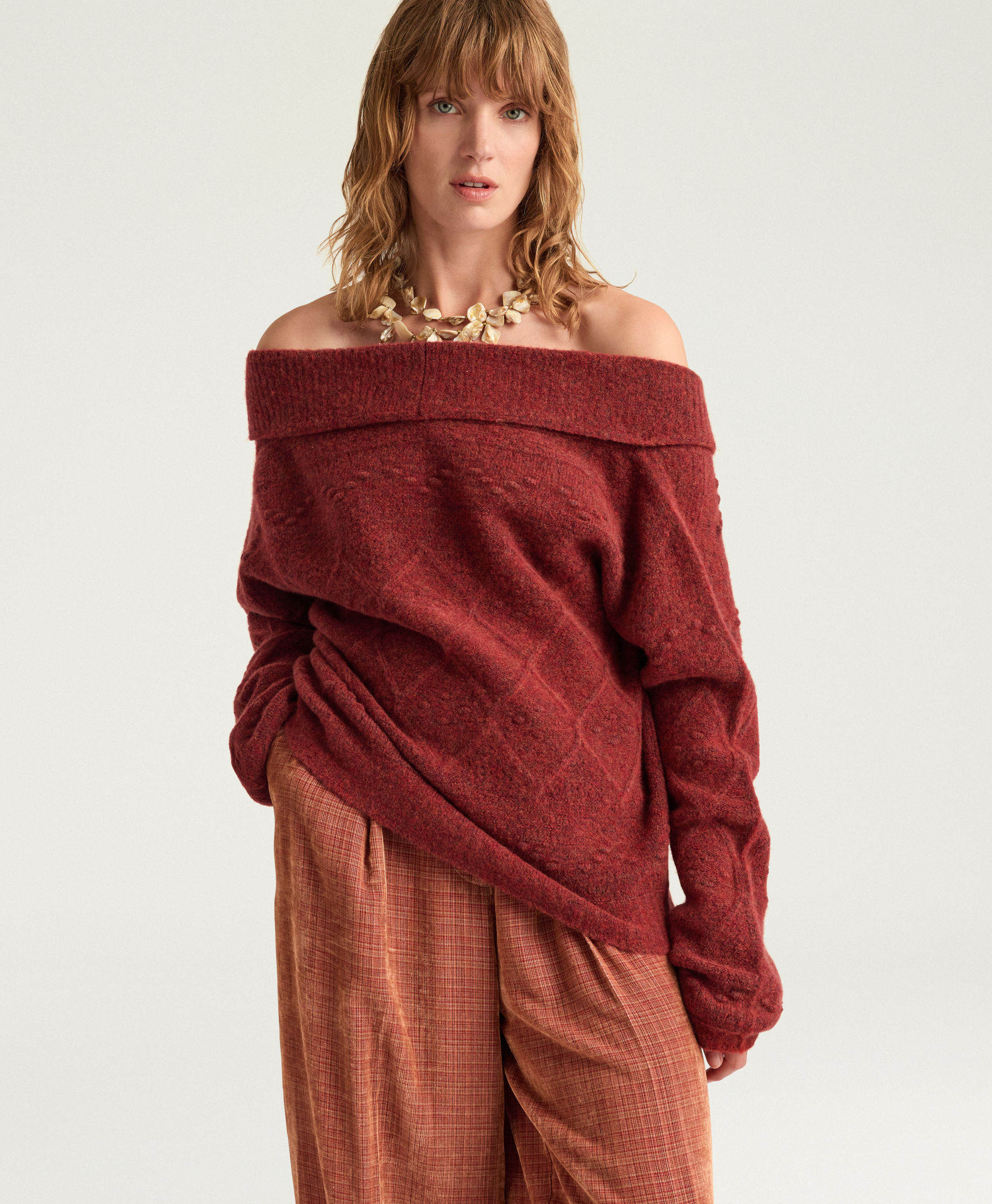 THOMAS SWEATER IN FLEECE-EFFECT WOOL - BRICK - Momonì