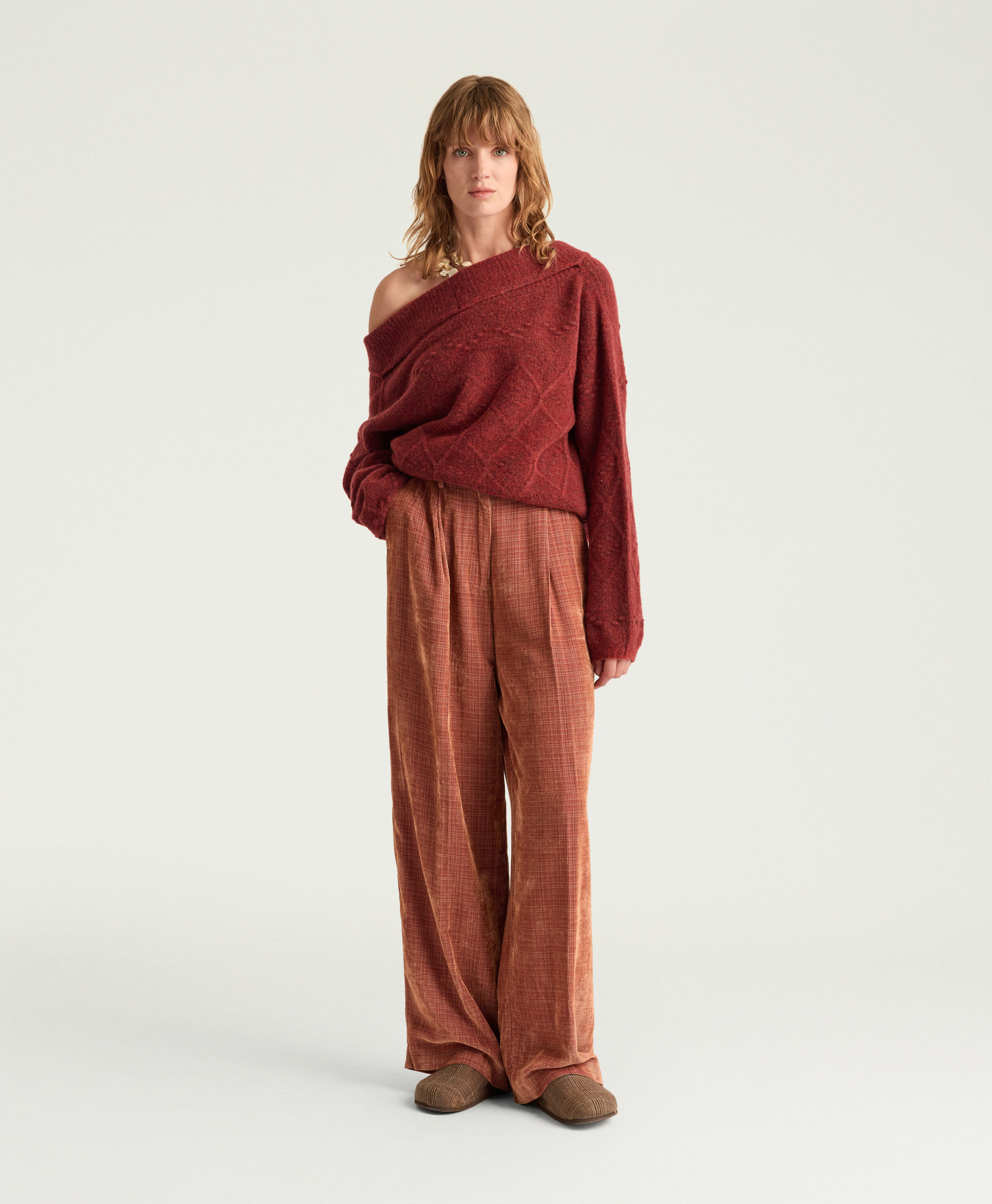 THOMAS SWEATER IN FLEECE-EFFECT WOOL - BRICK - Momonì