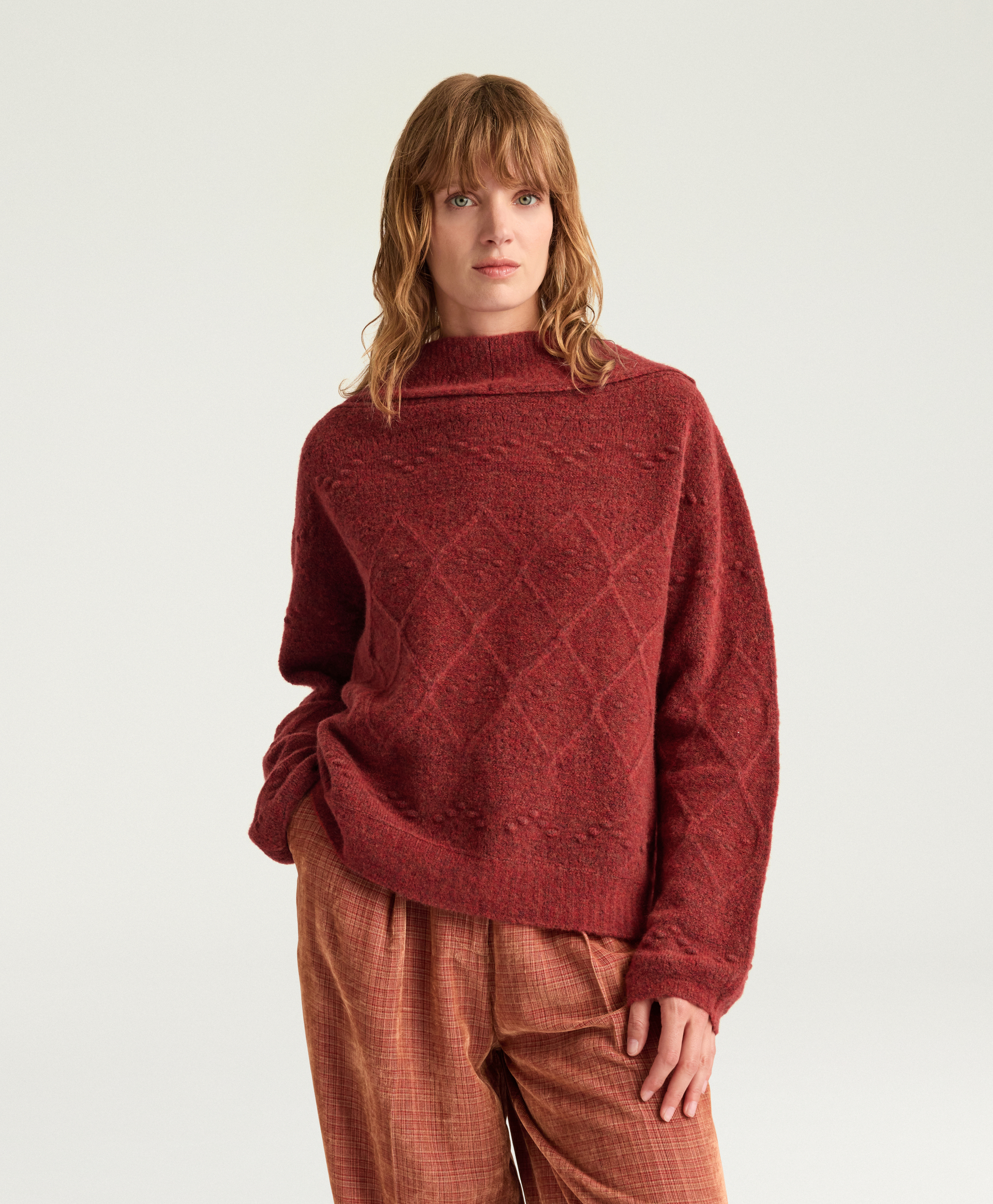 THOMAS SWEATER IN FLEECE-EFFECT WOOL - BRICK - Momonì