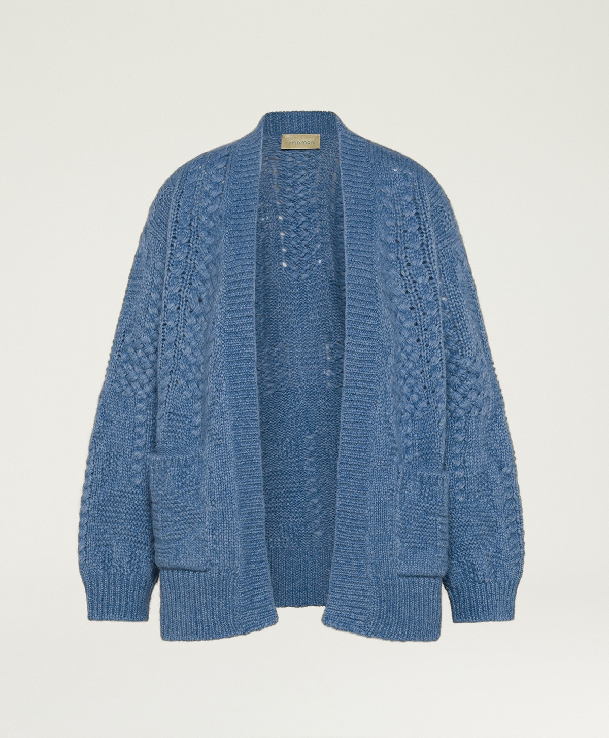 CARDIGAN CHARLES EN MÉLANGE LAINE/ALPAGA À POINTS - BLEU - Momonì