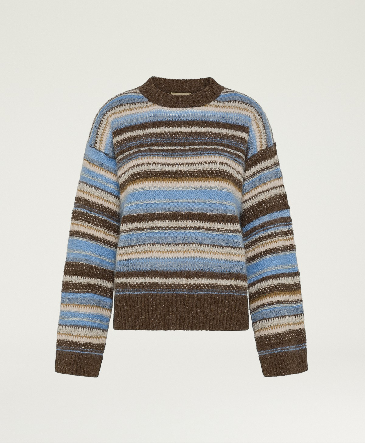 DAVID SWEATER IN MULTI-STRIPED - BROWN/SKY - Clothing - Momonì