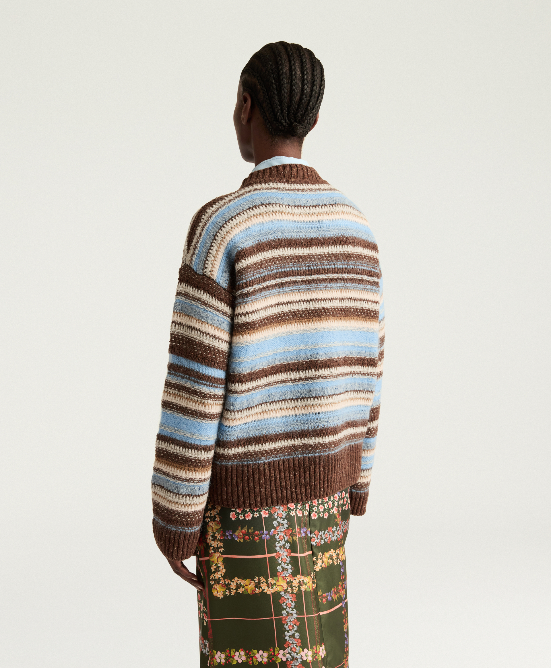 DAVID SWEATER IN MULTI-STRIPED - BROWN/SKY - Momonì