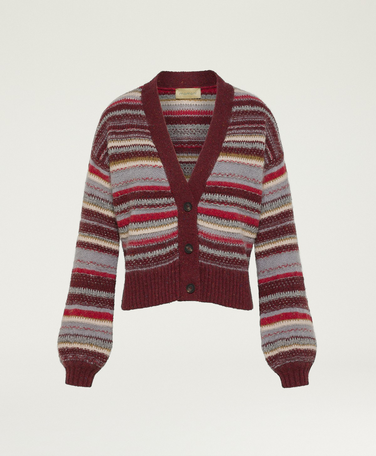 EMMANUEL CARDIGAN IN MULTI-STRIPED - RED/GRAY - Momonì