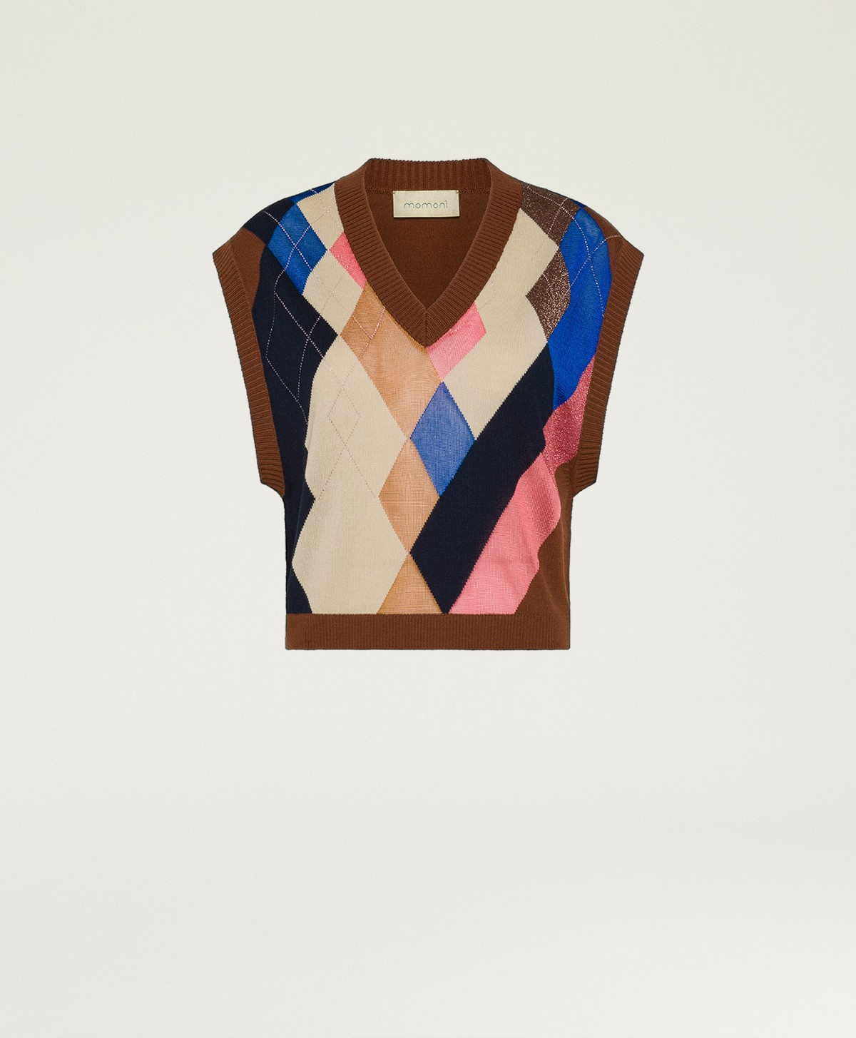 HOLLYHOCK GILET IN ARGYLE PATTERN - BURNT MULTICOLOR - Momonì