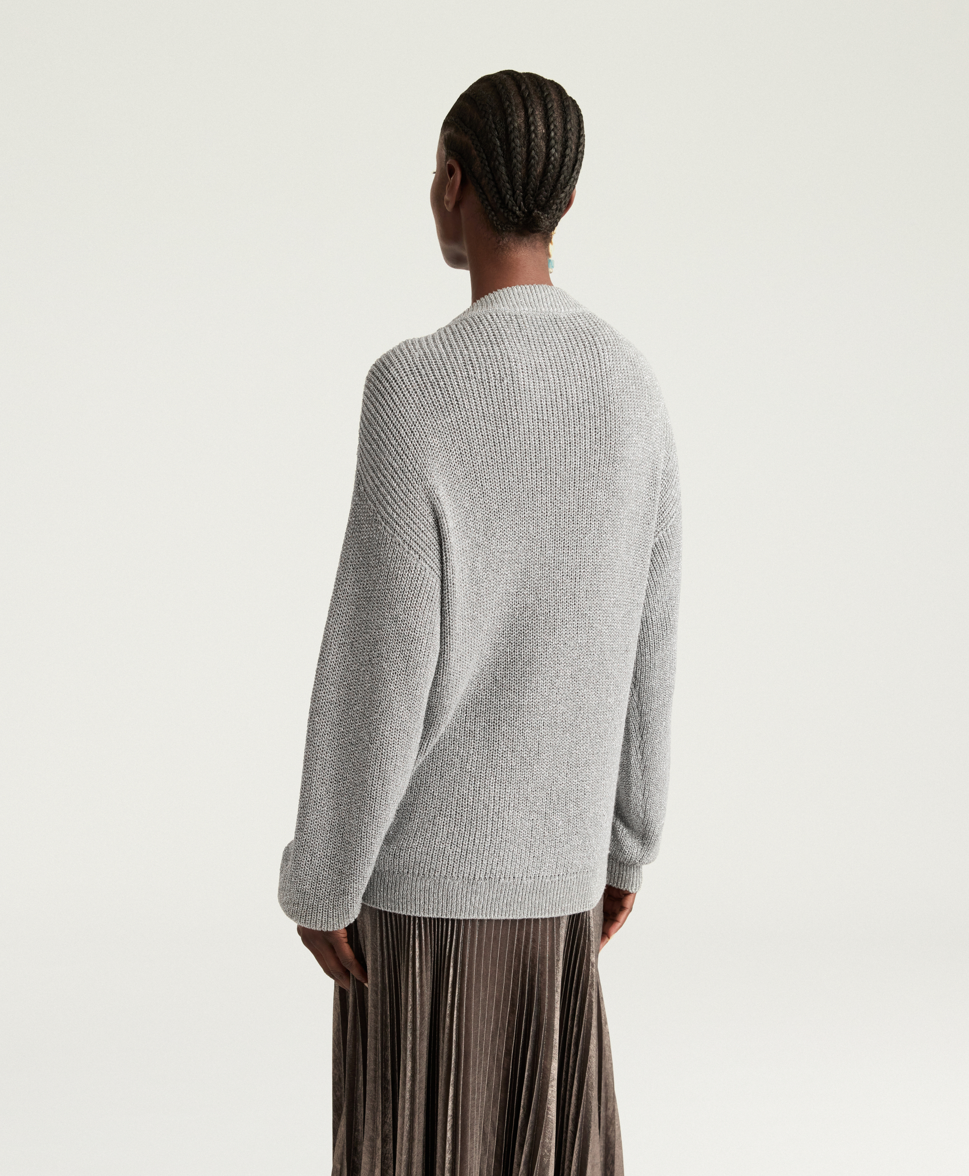 WINDSOR SWEATER IN LUREX VISCOSE - LIGHT SILVER - Momonì