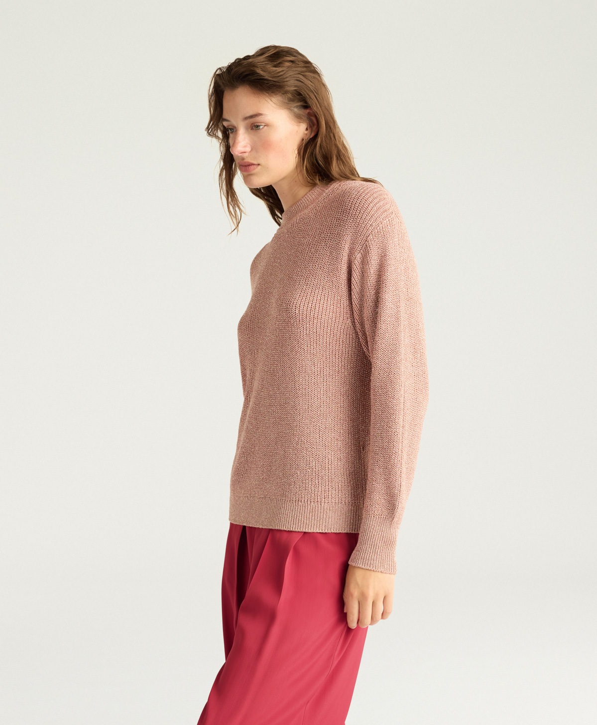 WINDSOR SWEATER IN LUREX VISCOSE - PINK - Momonì