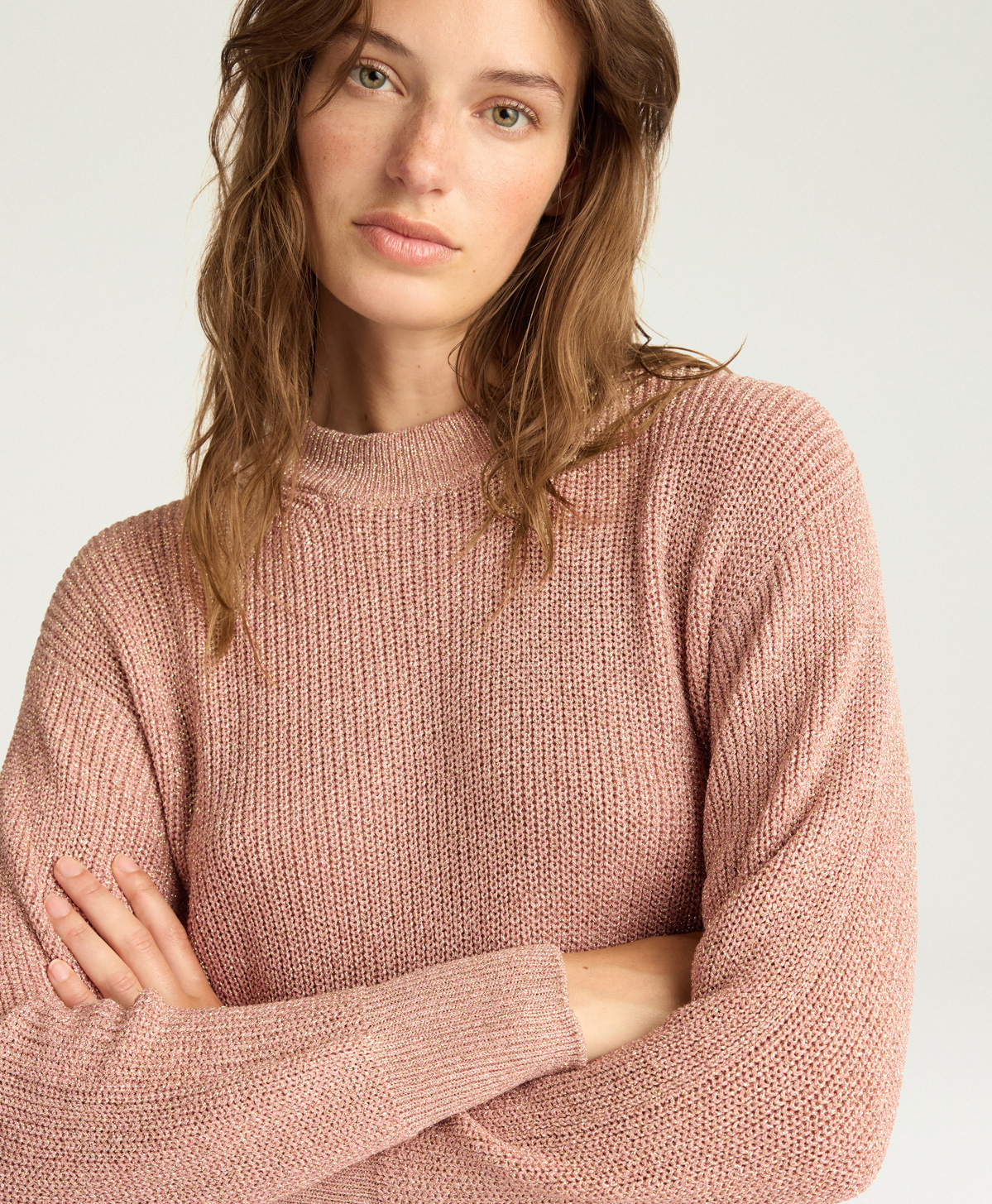WINDSOR SWEATER IN LUREX VISCOSE - PINK - Momonì